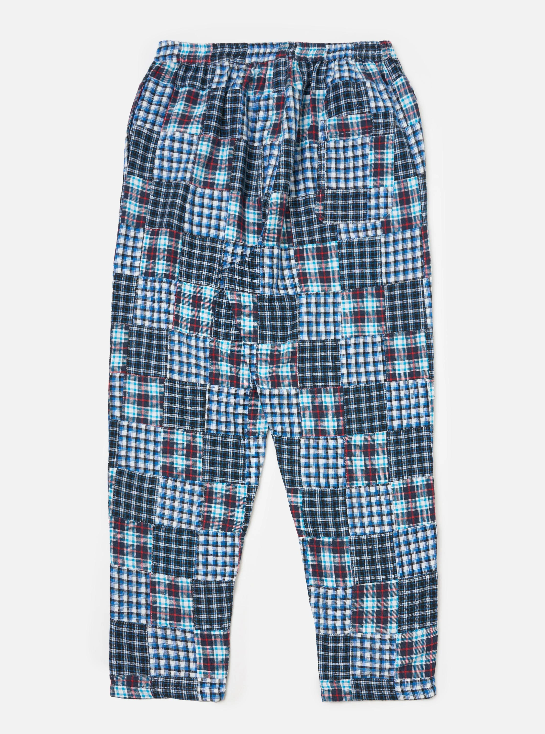 Blue Brushed Patchwork Pyjama Pant - Image 3