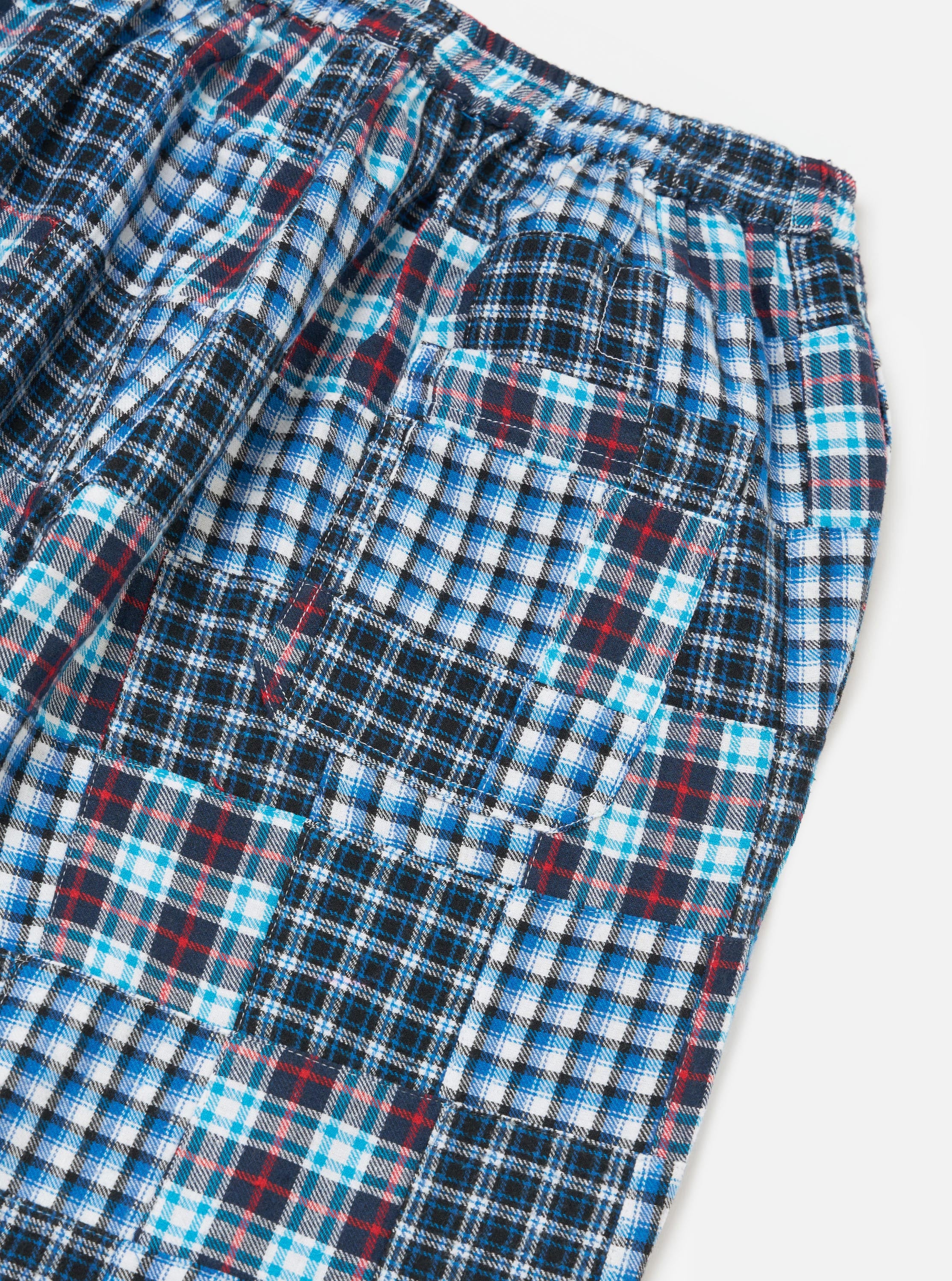 Blue Brushed Patchwork Pyjama Pant - Image 4