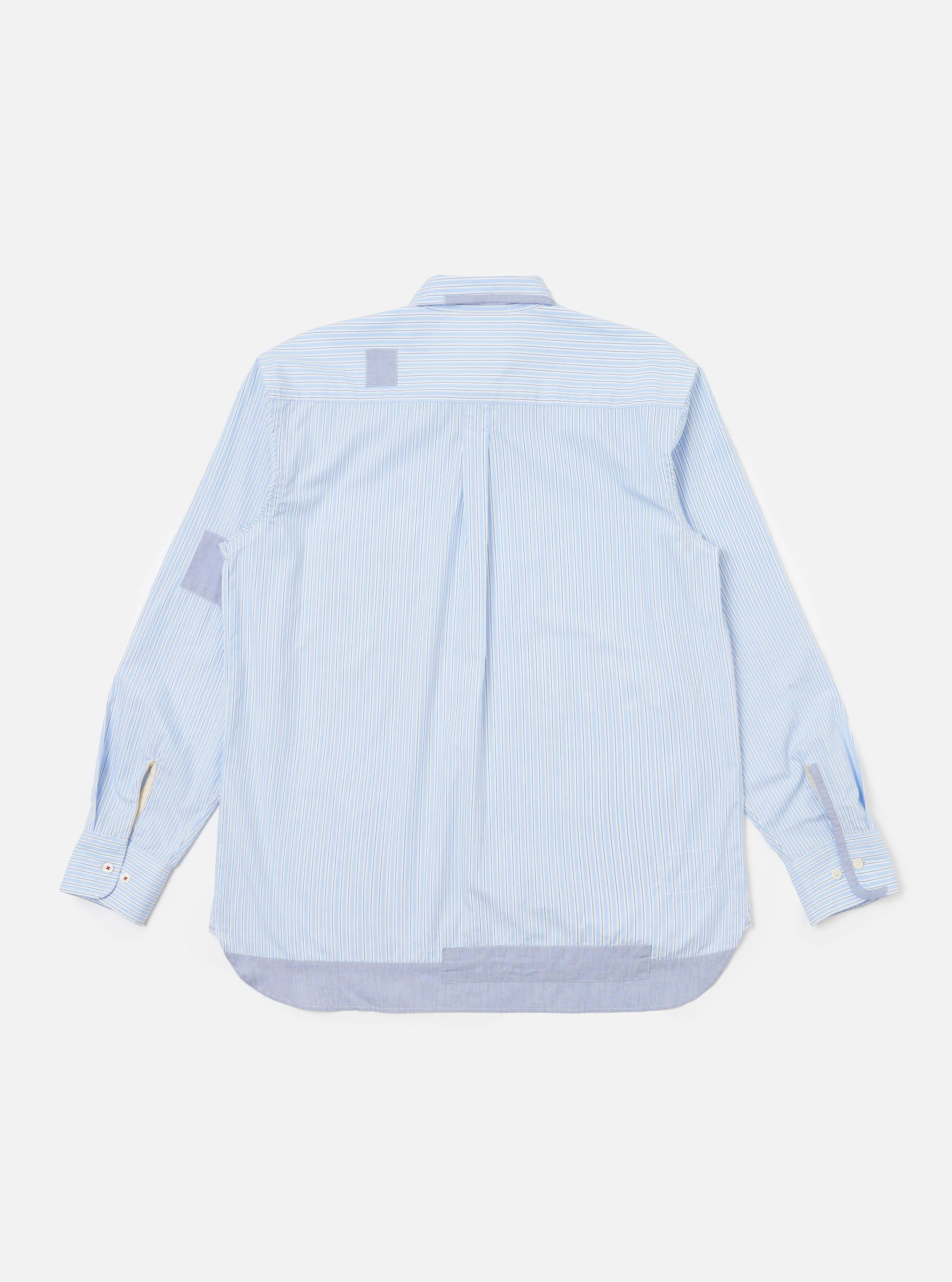 Blue Office Stripe Patched Lazy Day Shirt - Image 5
