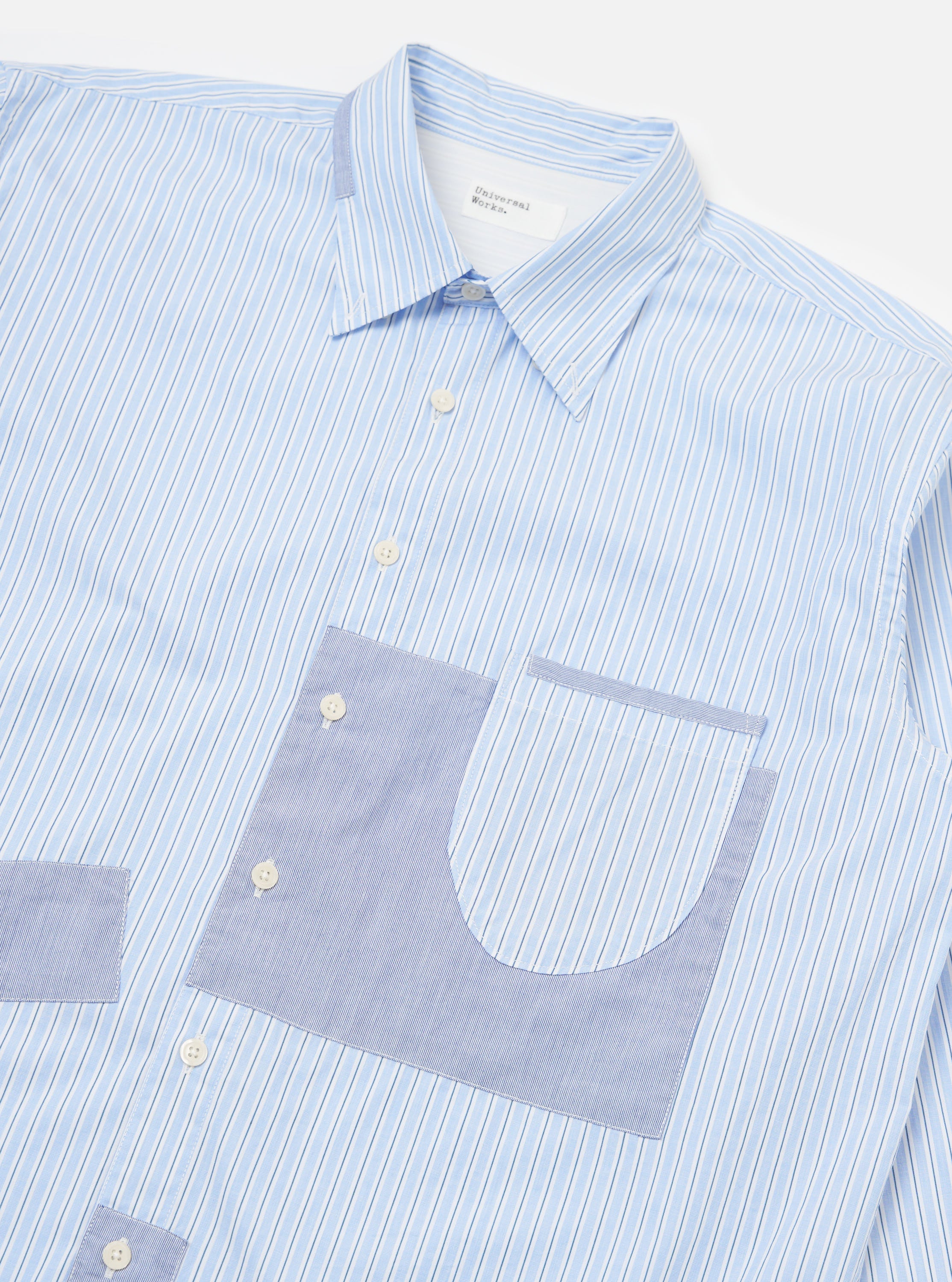 Blue Office Stripe Patched Lazy Day Shirt - Image 6