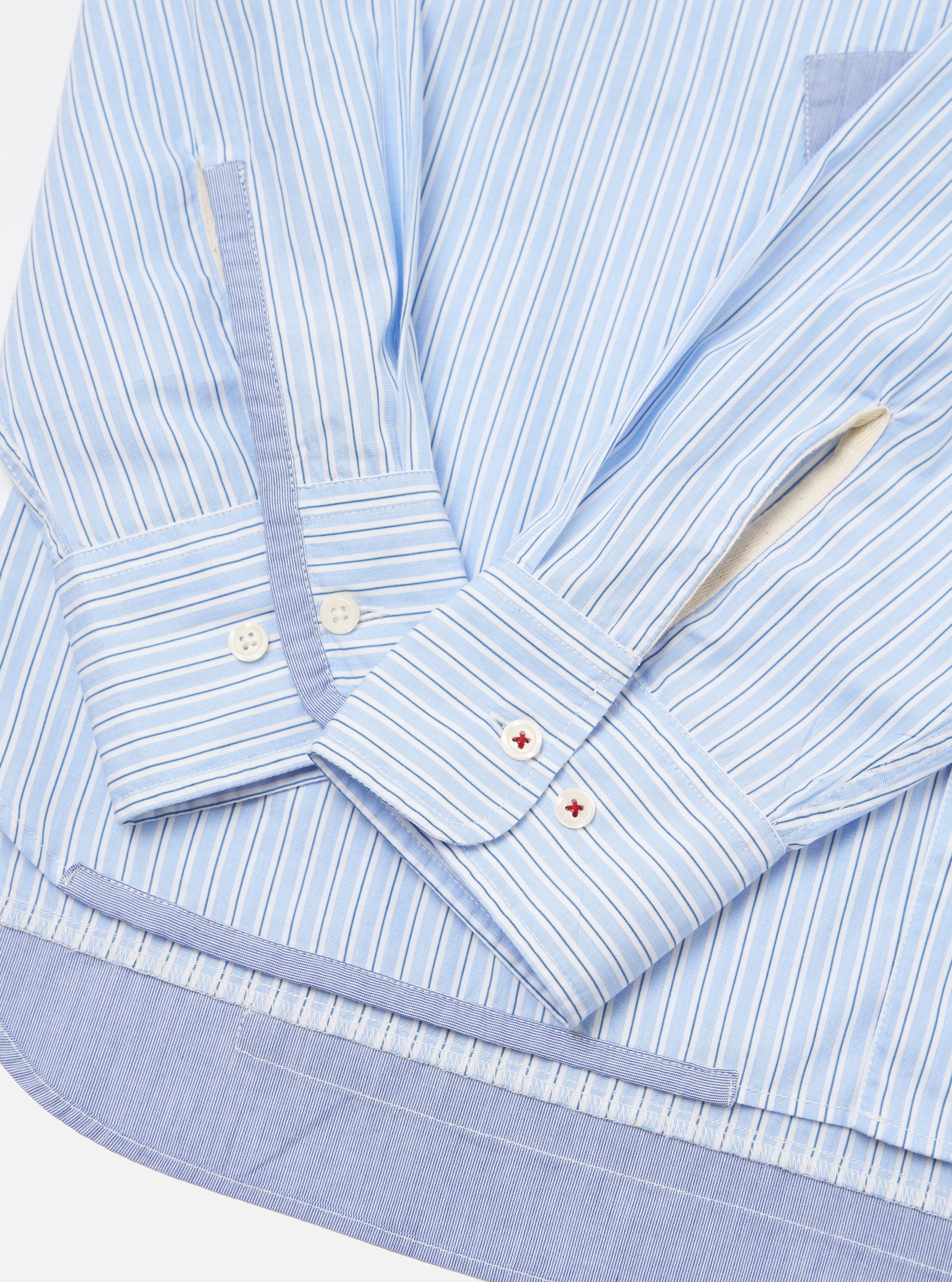 Blue Office Stripe Patched Lazy Day Shirt - Image 7