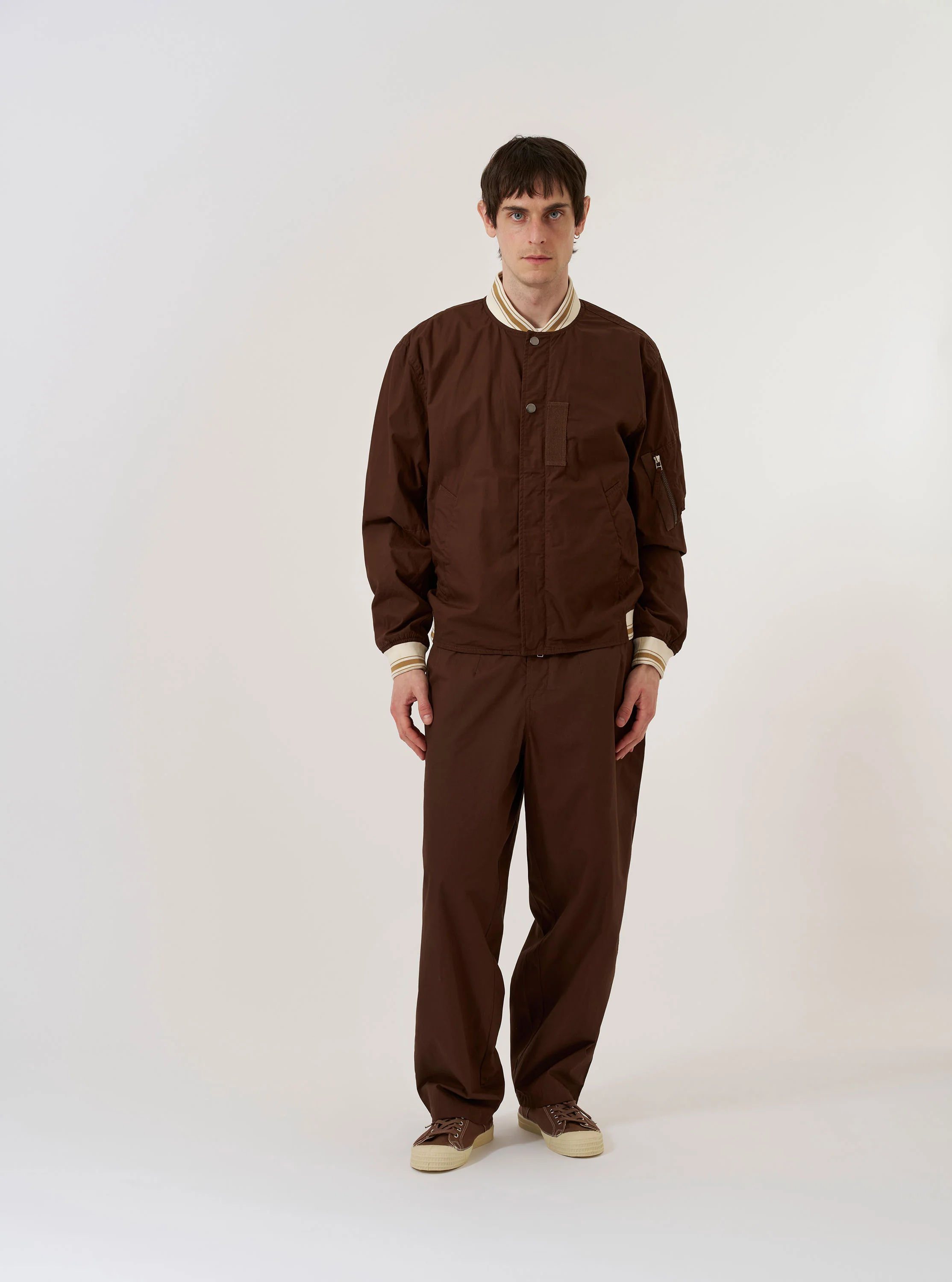 Brown Peached Poplin NS Bomber Jacket - Image 9