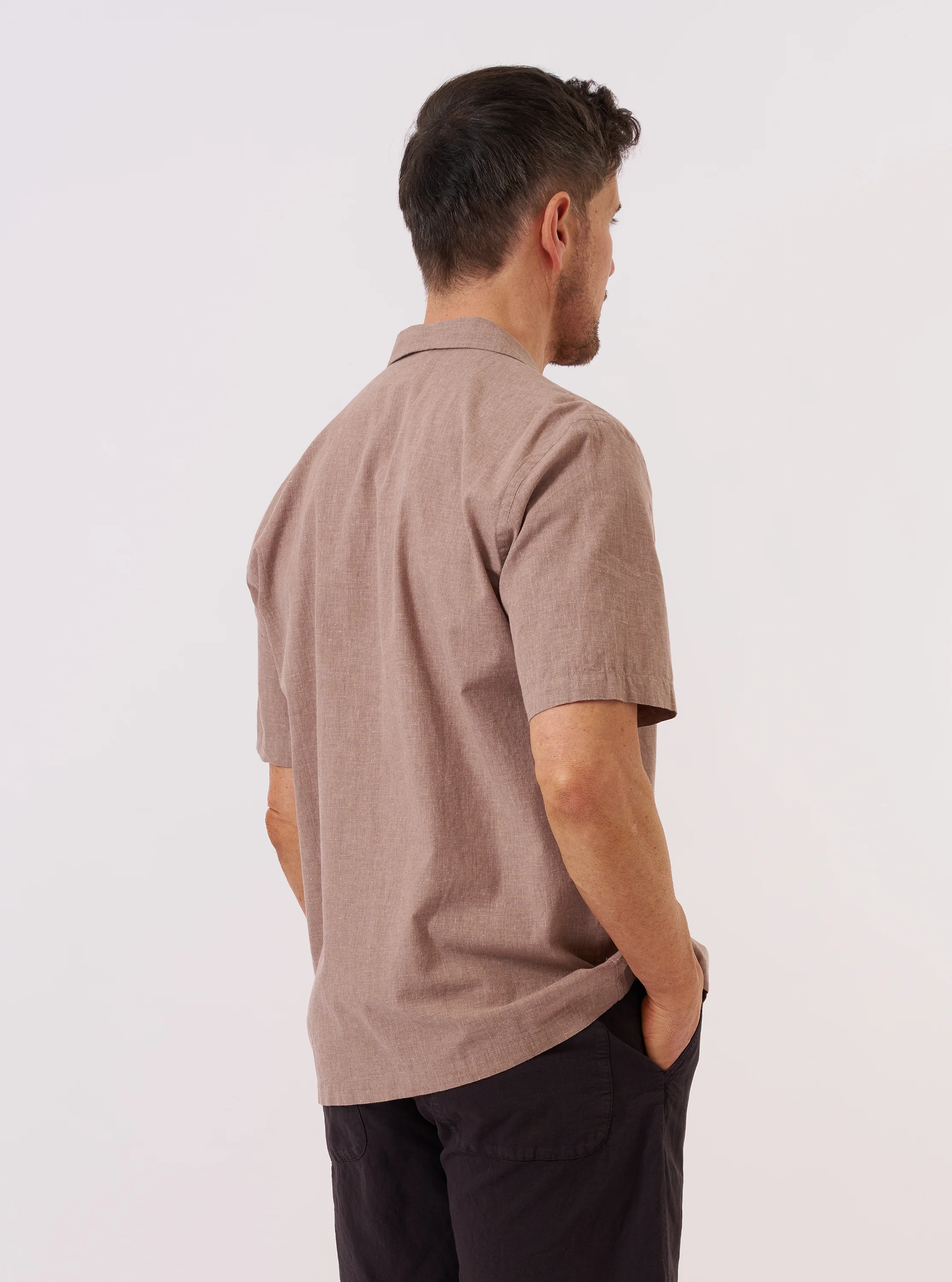 Brown Sido Linen Mix Road Shirt - Image 3