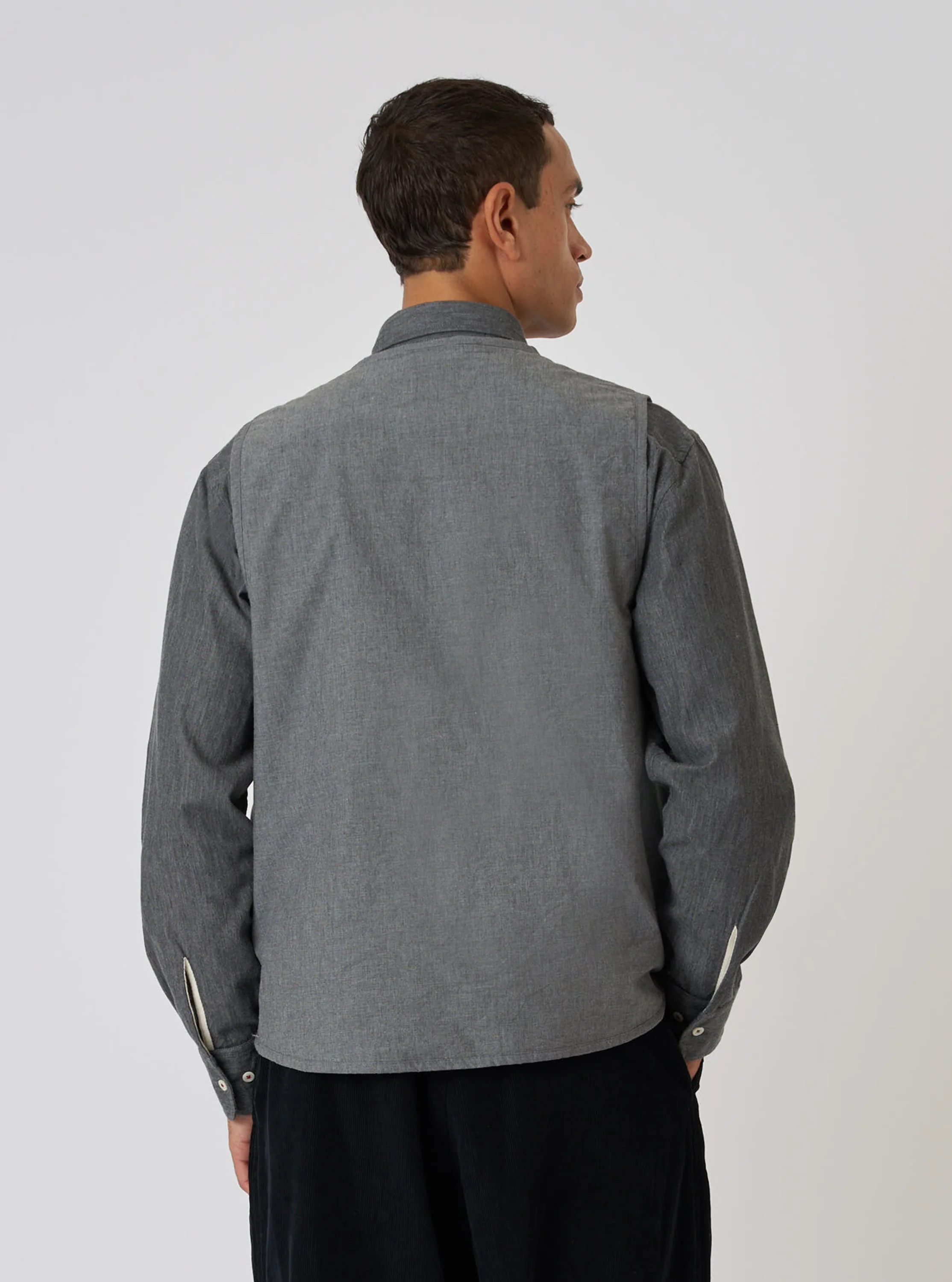Charcoal Organic Chambray Parachute Liner Gilet - Image 3