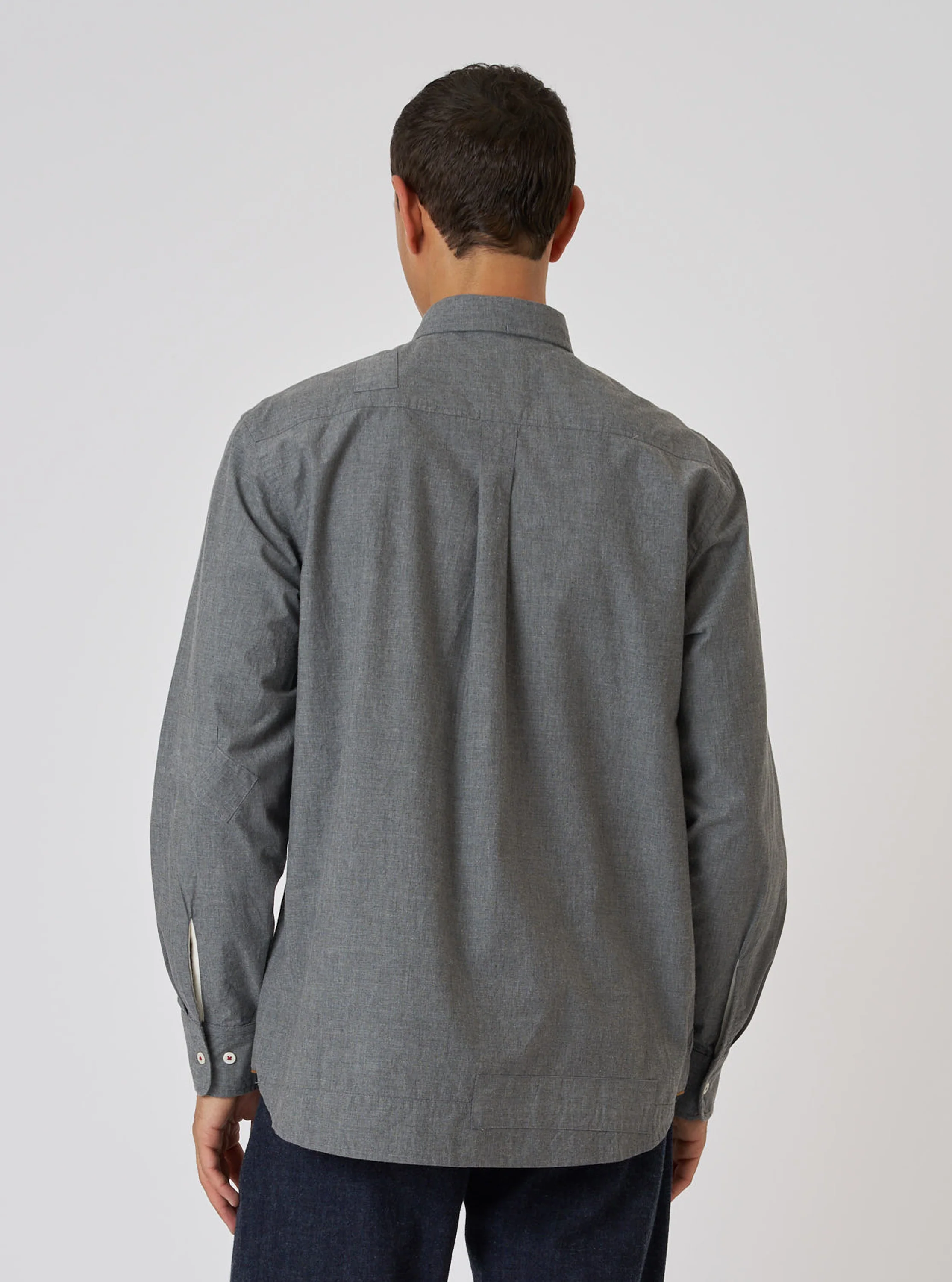 Charcoal Organic Chambray Patched Lazy Day Shirt - Image 3