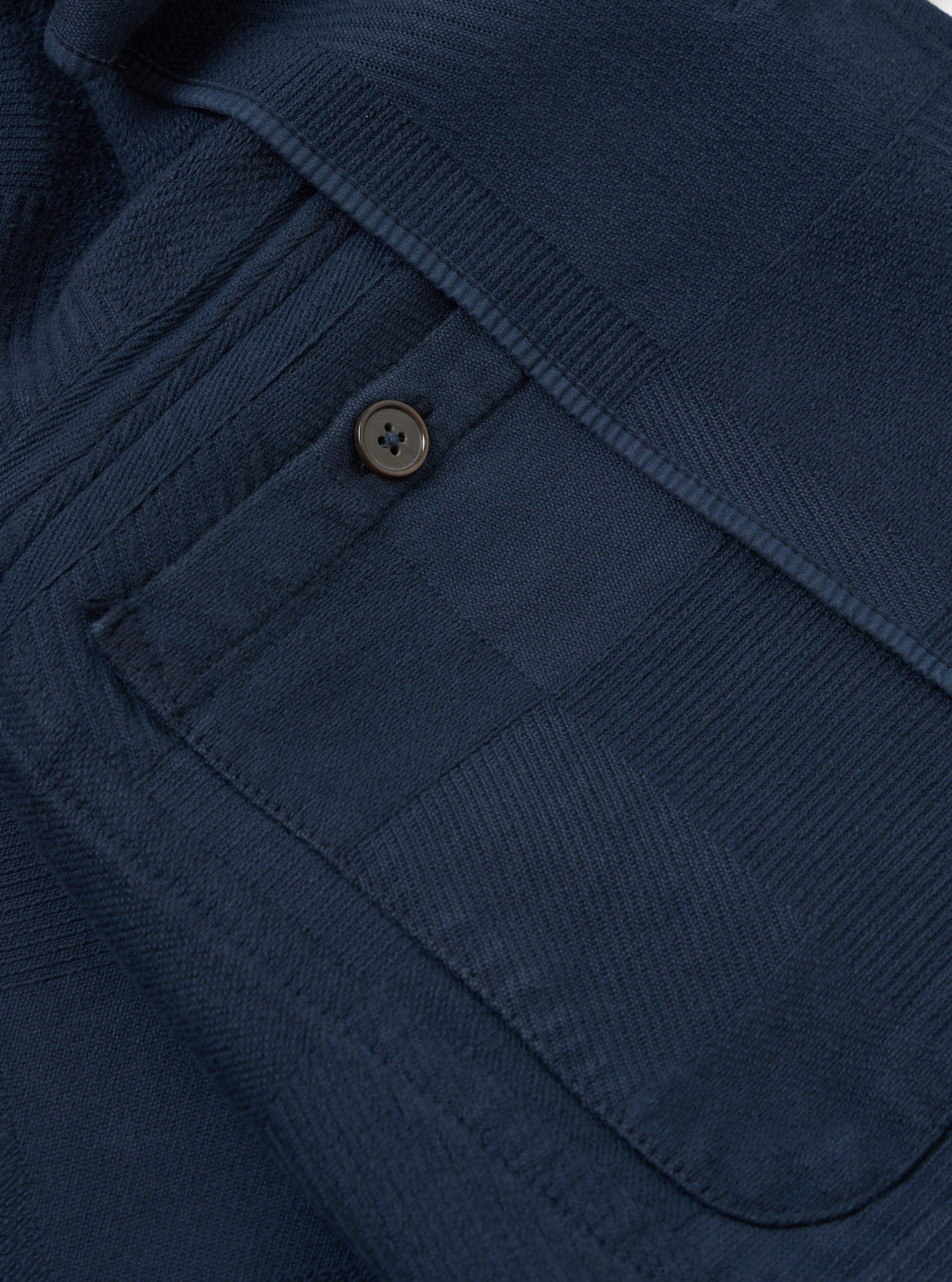 Dark Navy Patchwork Weave Cotton Labour Jacket - Image 6