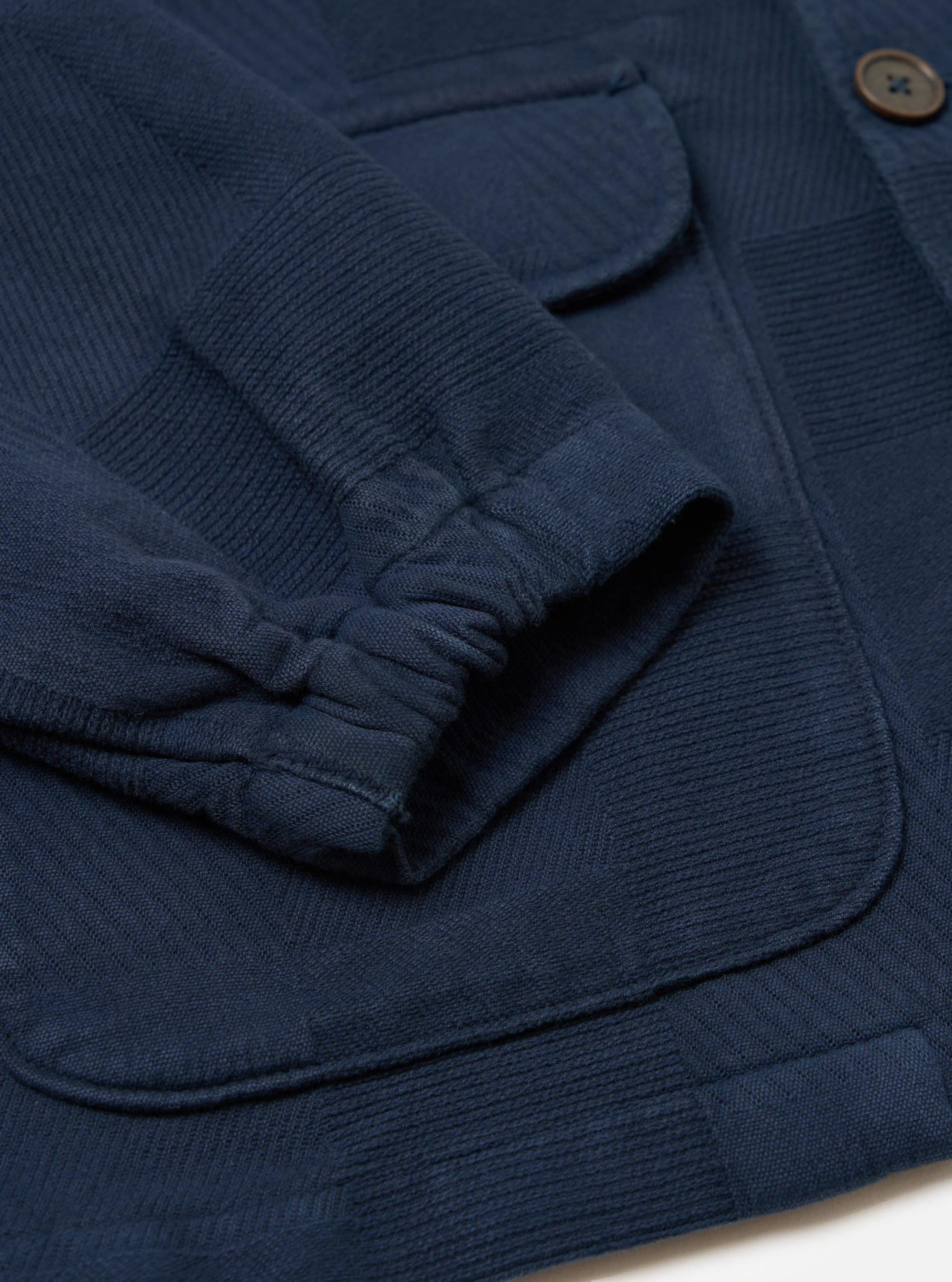 Dark Navy Patchwork Weave Cotton Labour Jacket - Image 7