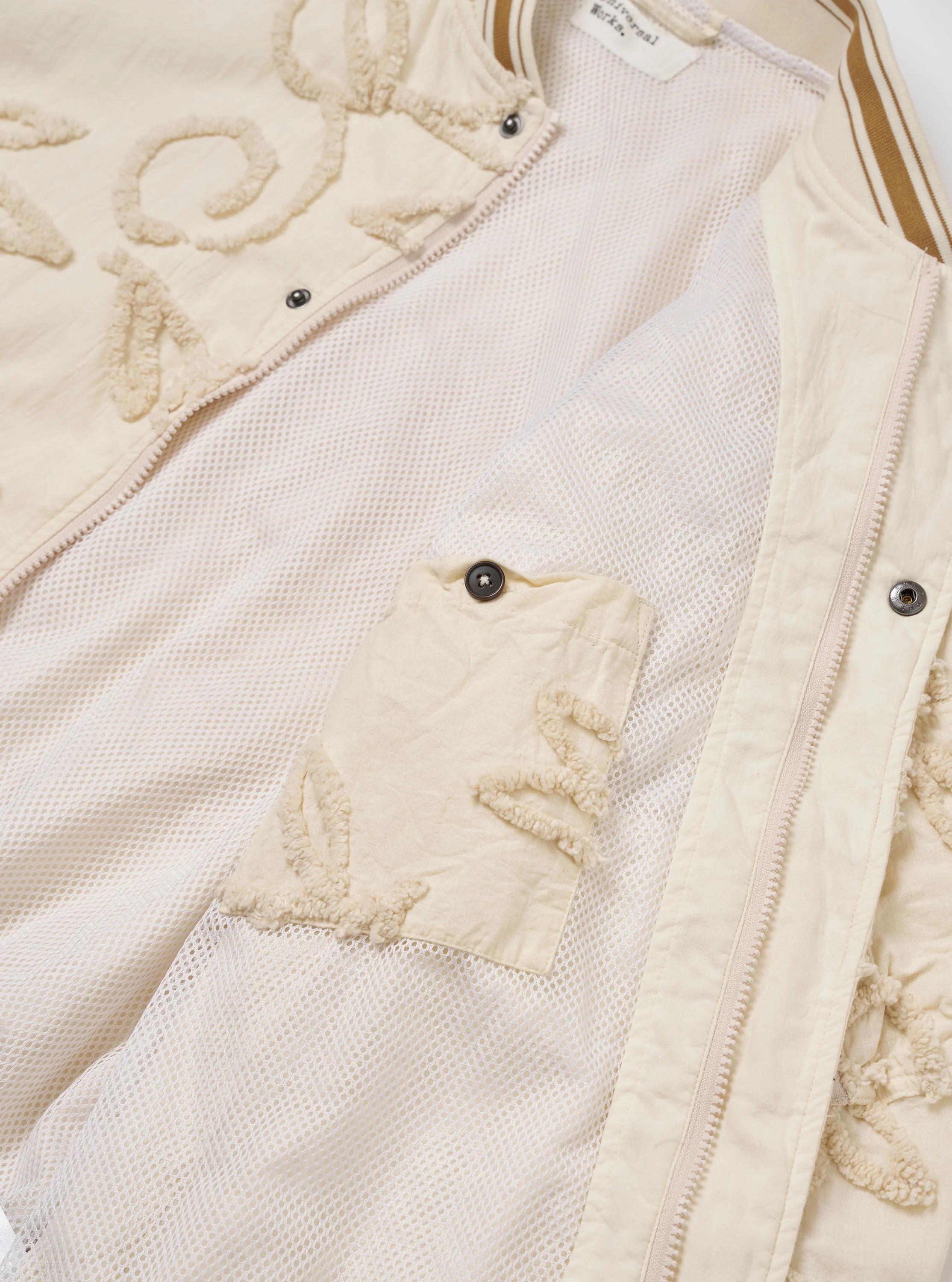 Ecru 3D Flower NS Bomber Jacket - Image 8