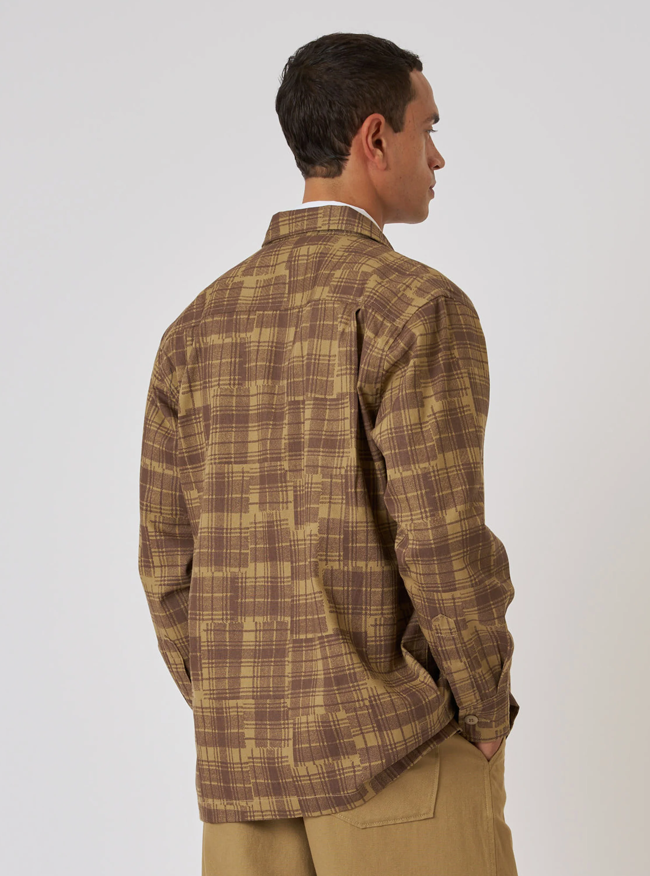 Khaki Patch Check Twill Fatigue Shirt - Image 3