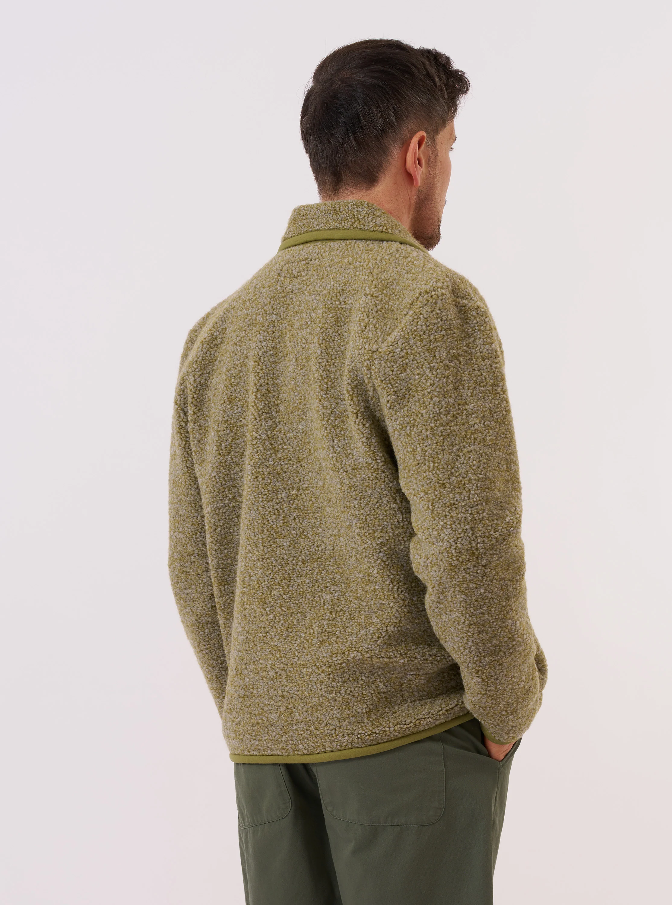 Light Olive Alvar Fleece Lancaster Jacket - Image 3
