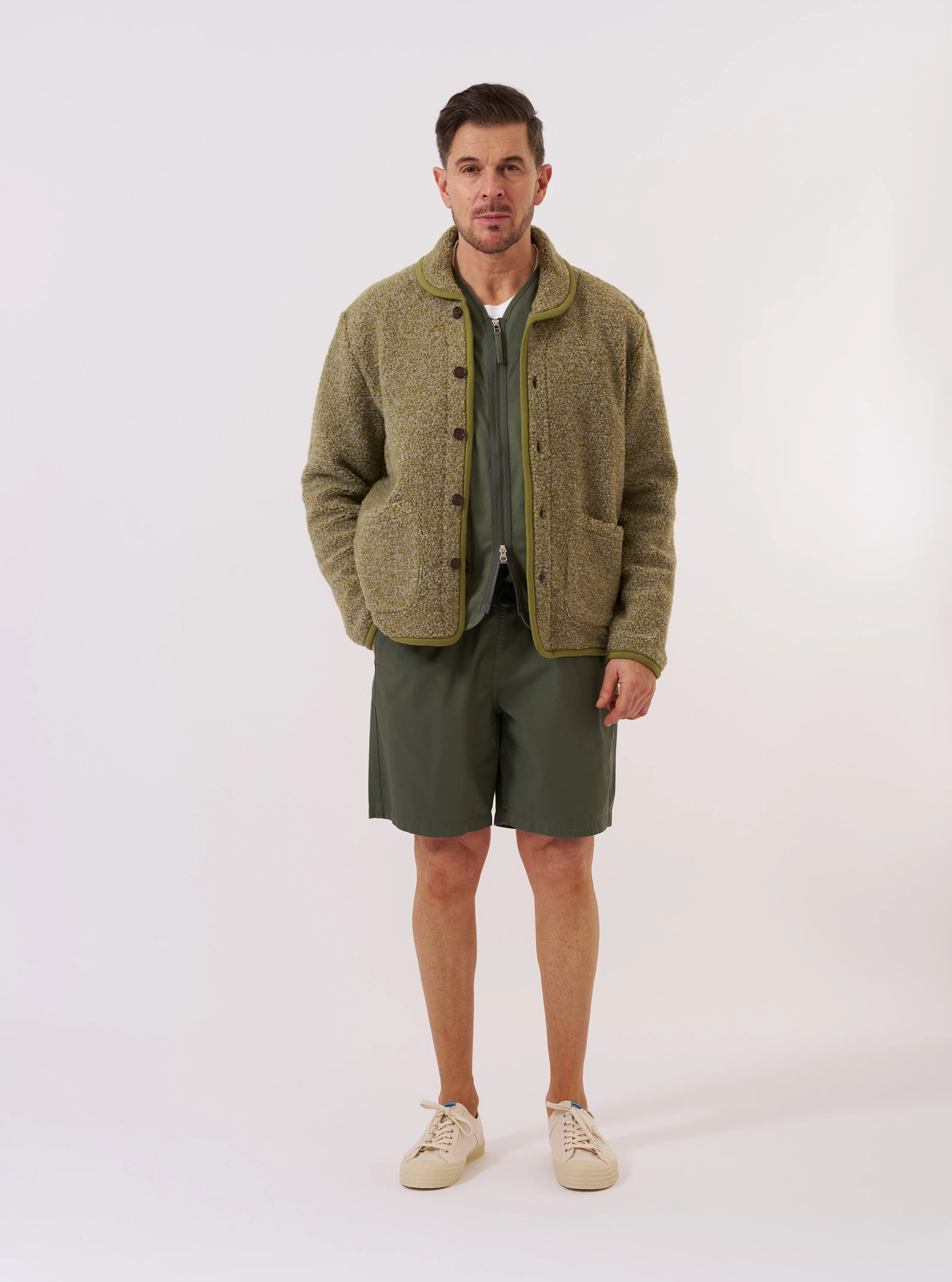 Light Olive Alvar Fleece Lancaster Jacket - Image 7