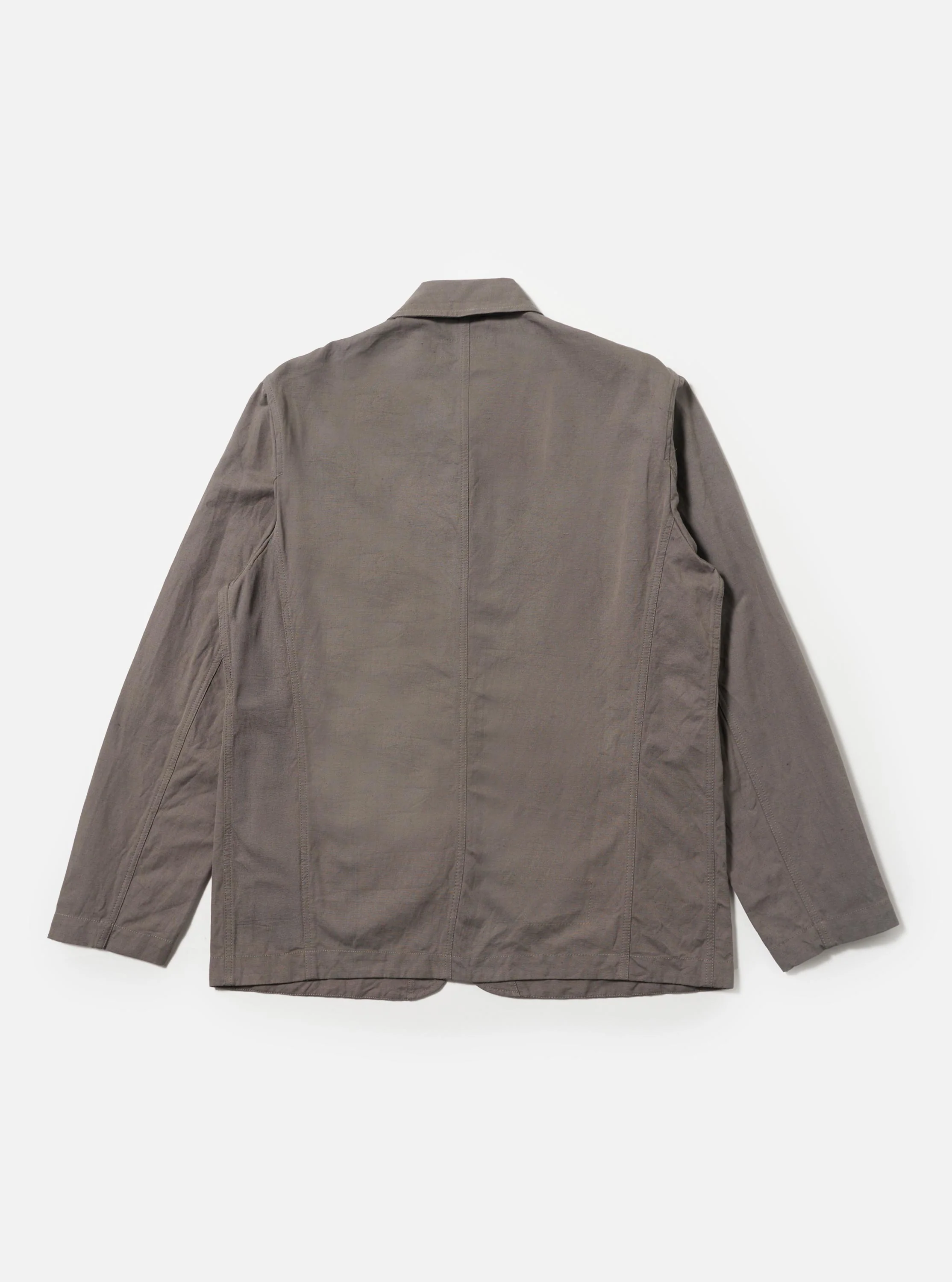 Mid Grey Linen Slub Weave Bakers Jacket - Image 3