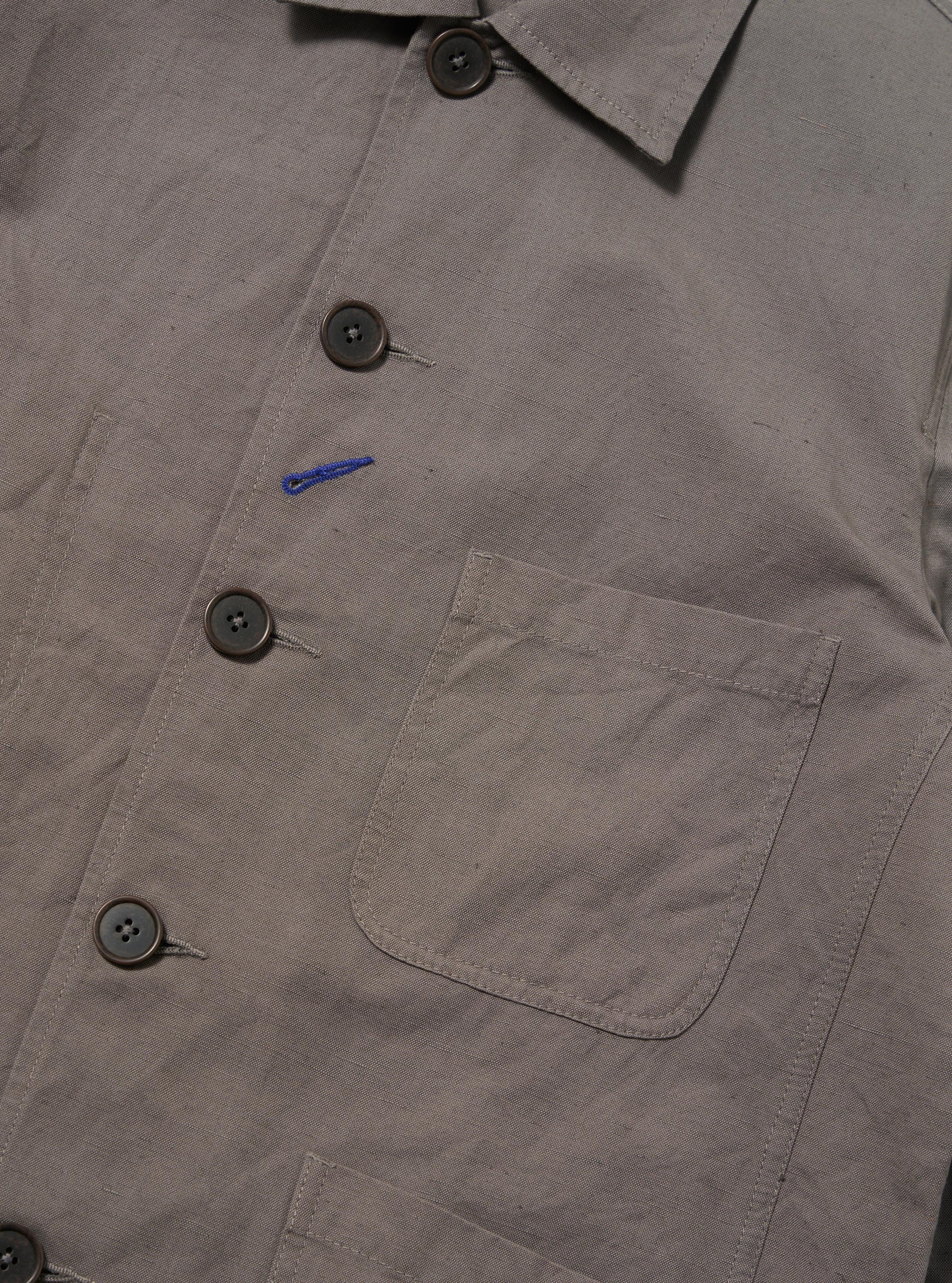 Mid Grey Linen Slub Weave Bakers Jacket - Image 4