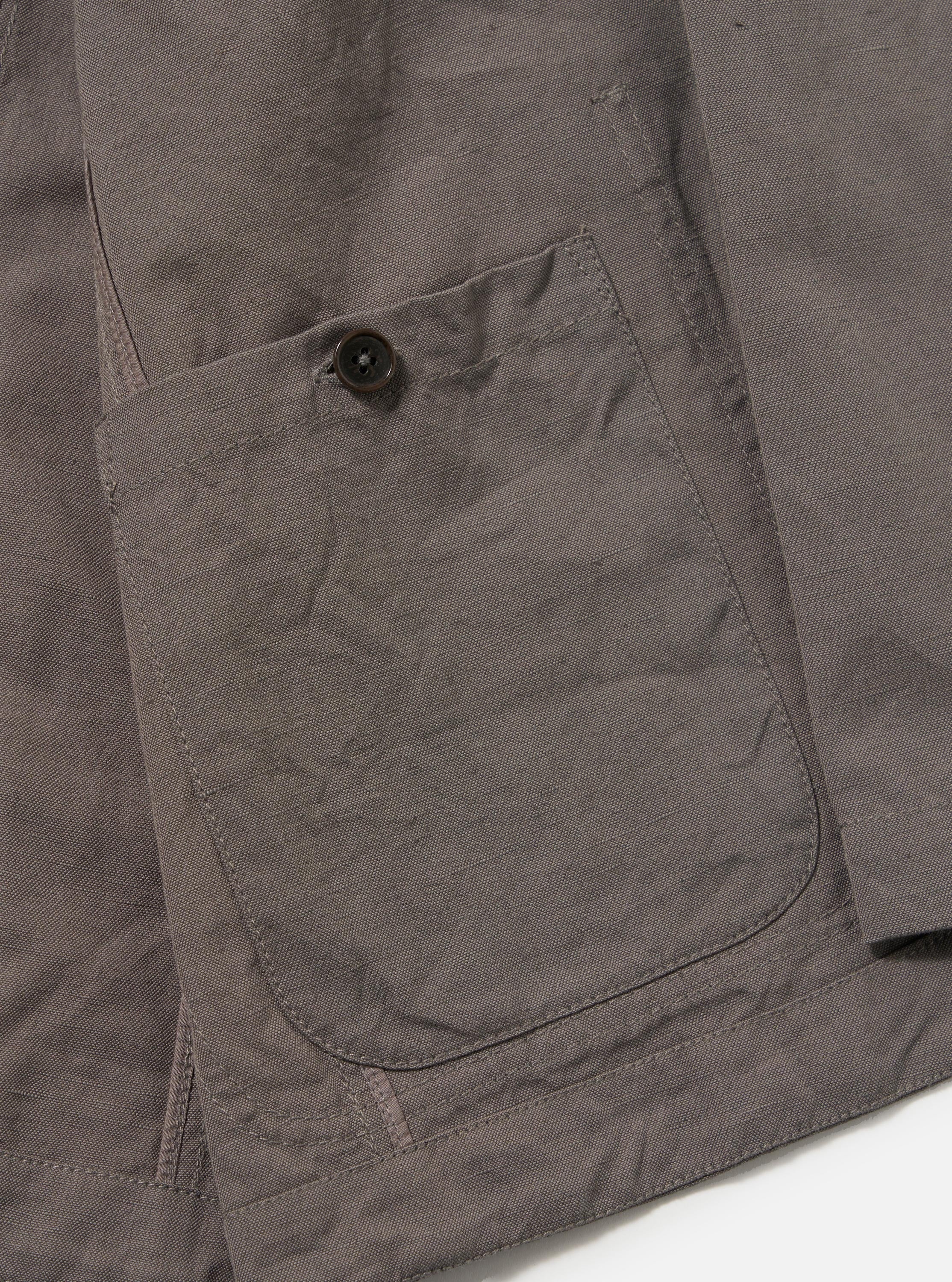 Mid Grey Linen Slub Weave Bakers Jacket - Image 5