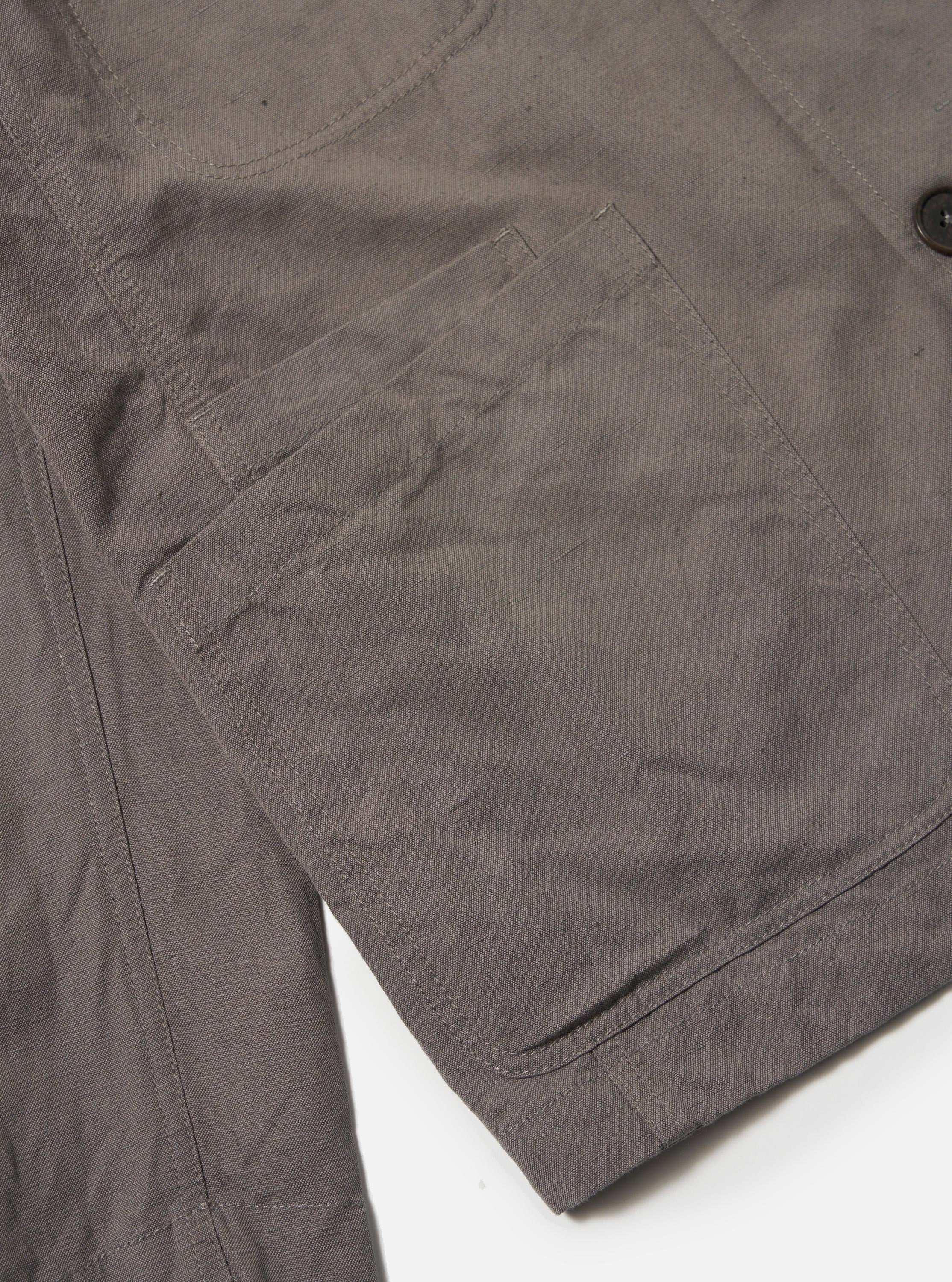 Mid Grey Linen Slub Weave Bakers Jacket - Image 6