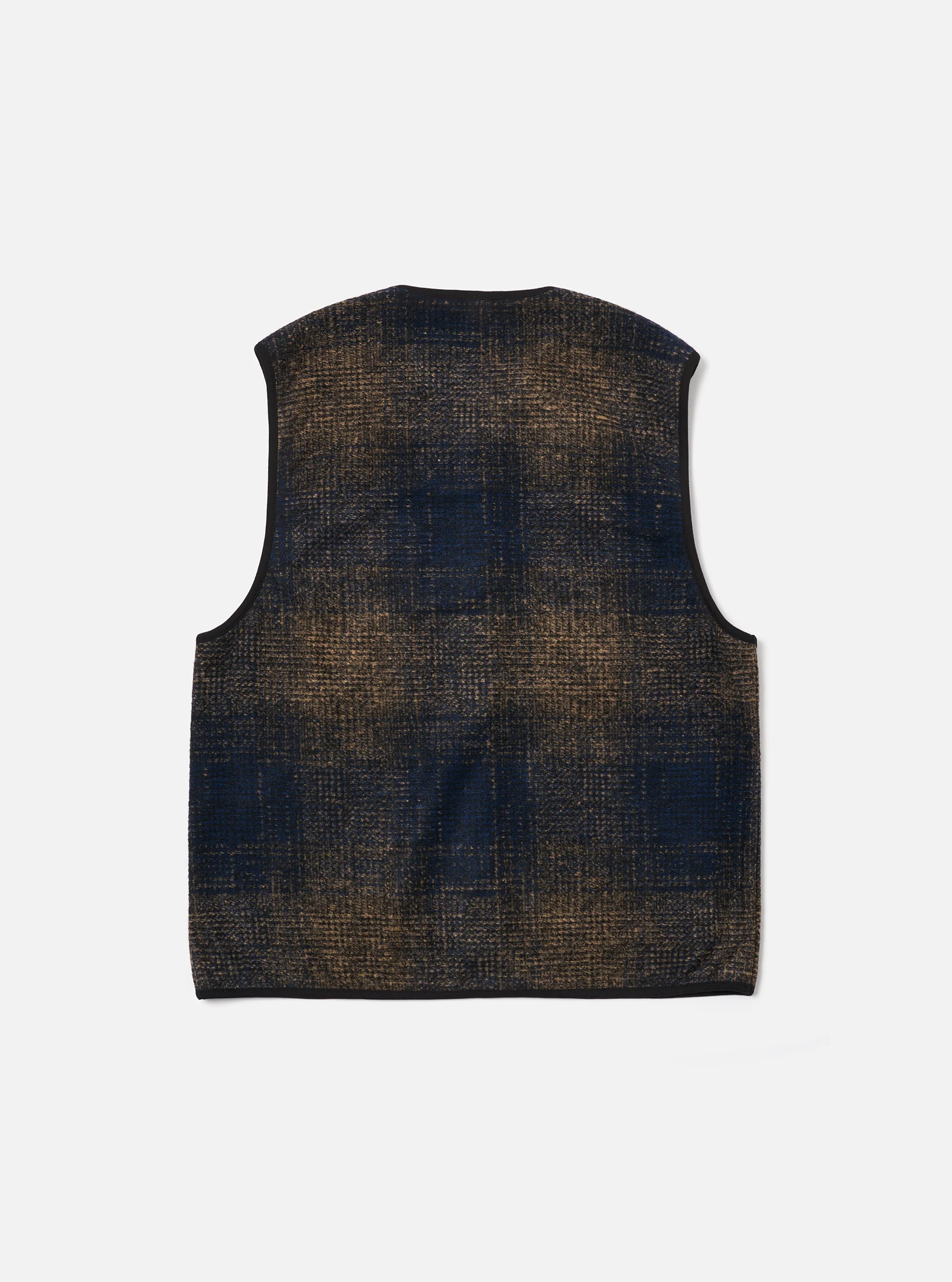 Navy Deca Check Zip Gilet - Image 5