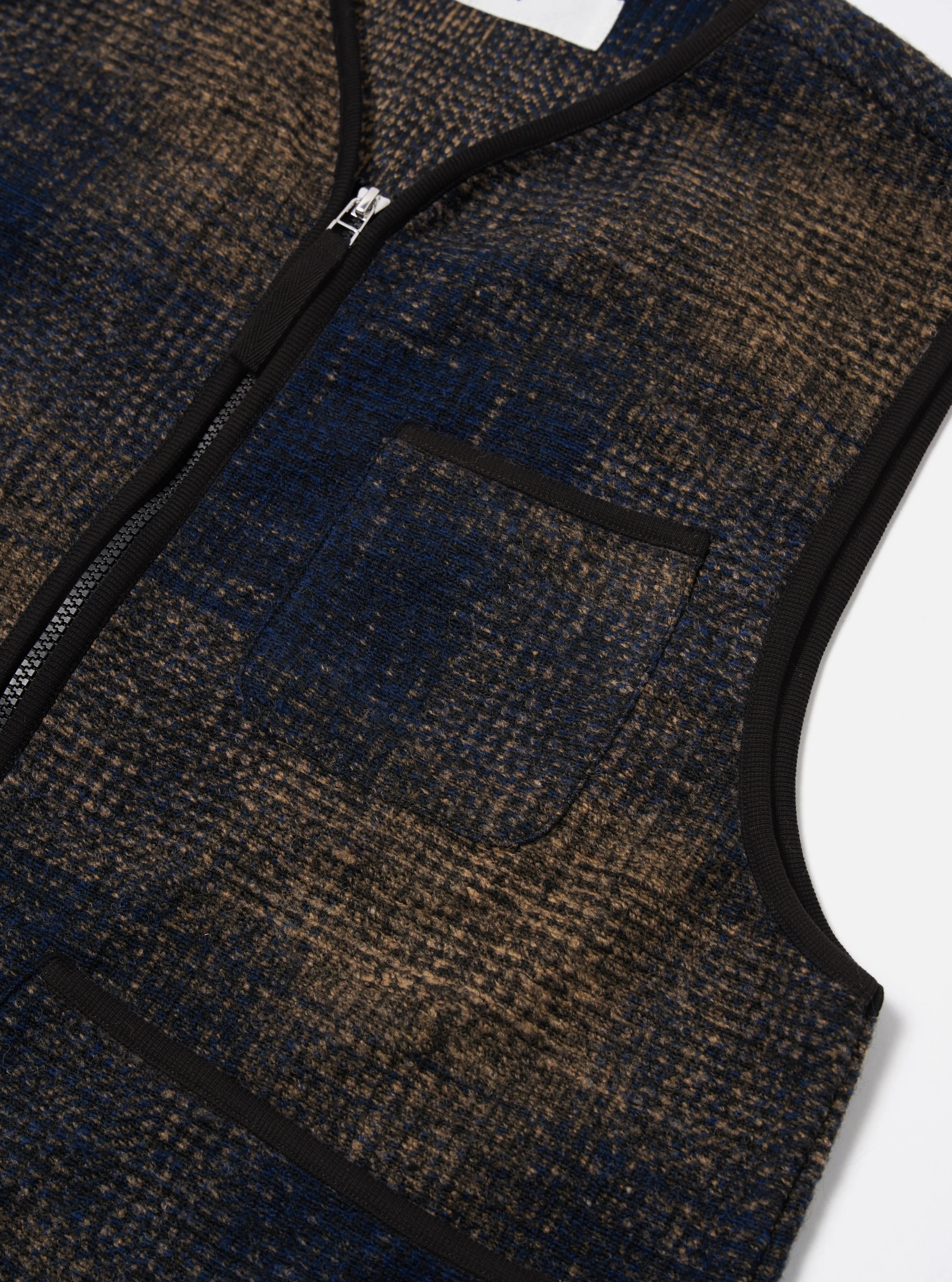 Navy Deca Check Zip Gilet - Image 6
