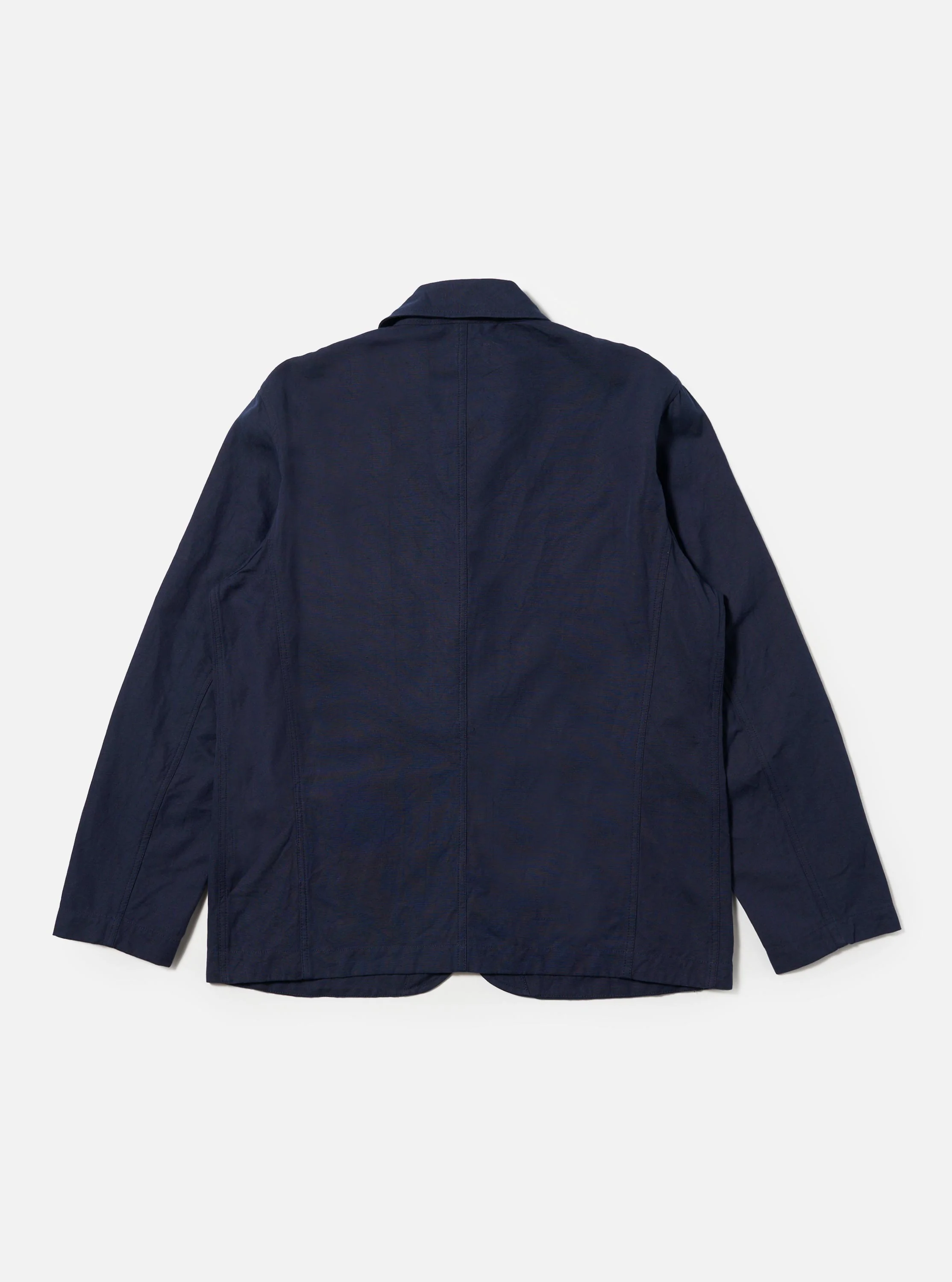 Navy Linen Slub Weave Bakers Jacket - Image 3