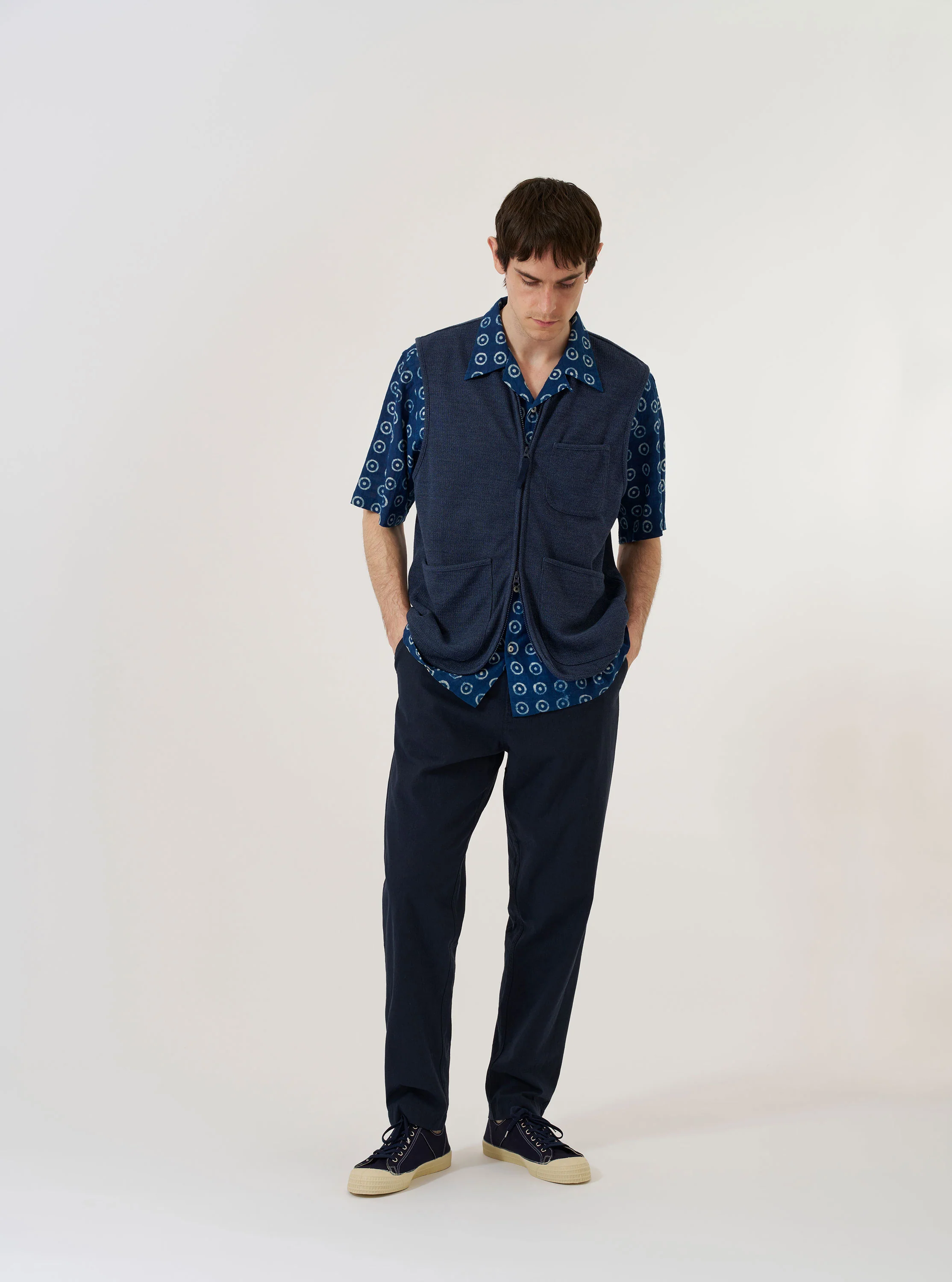 Navy Maiorca Jersey Zip Gilet - Image 7