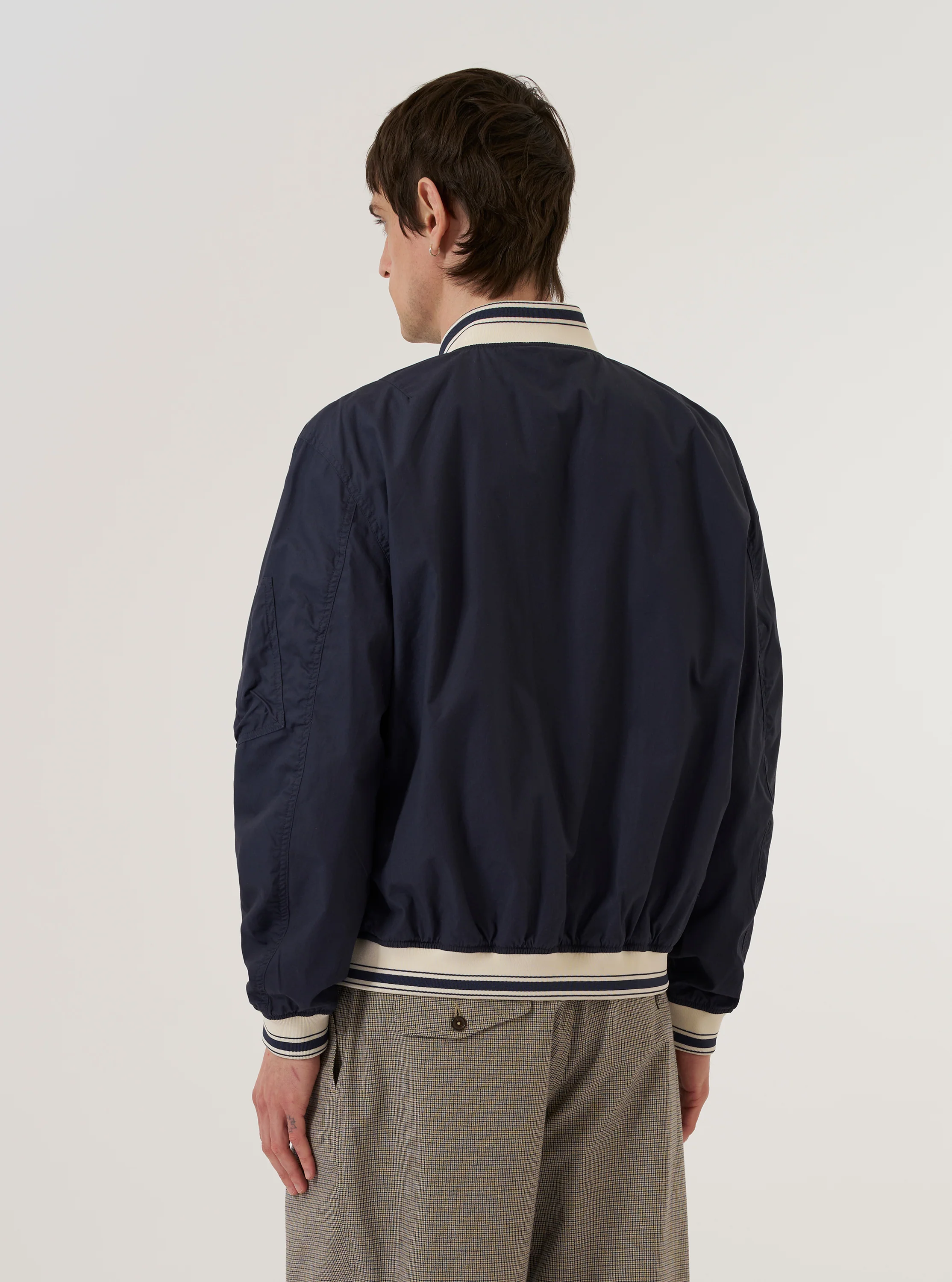 Navy Peached Poplin NS Bomber Jacket - Image 3