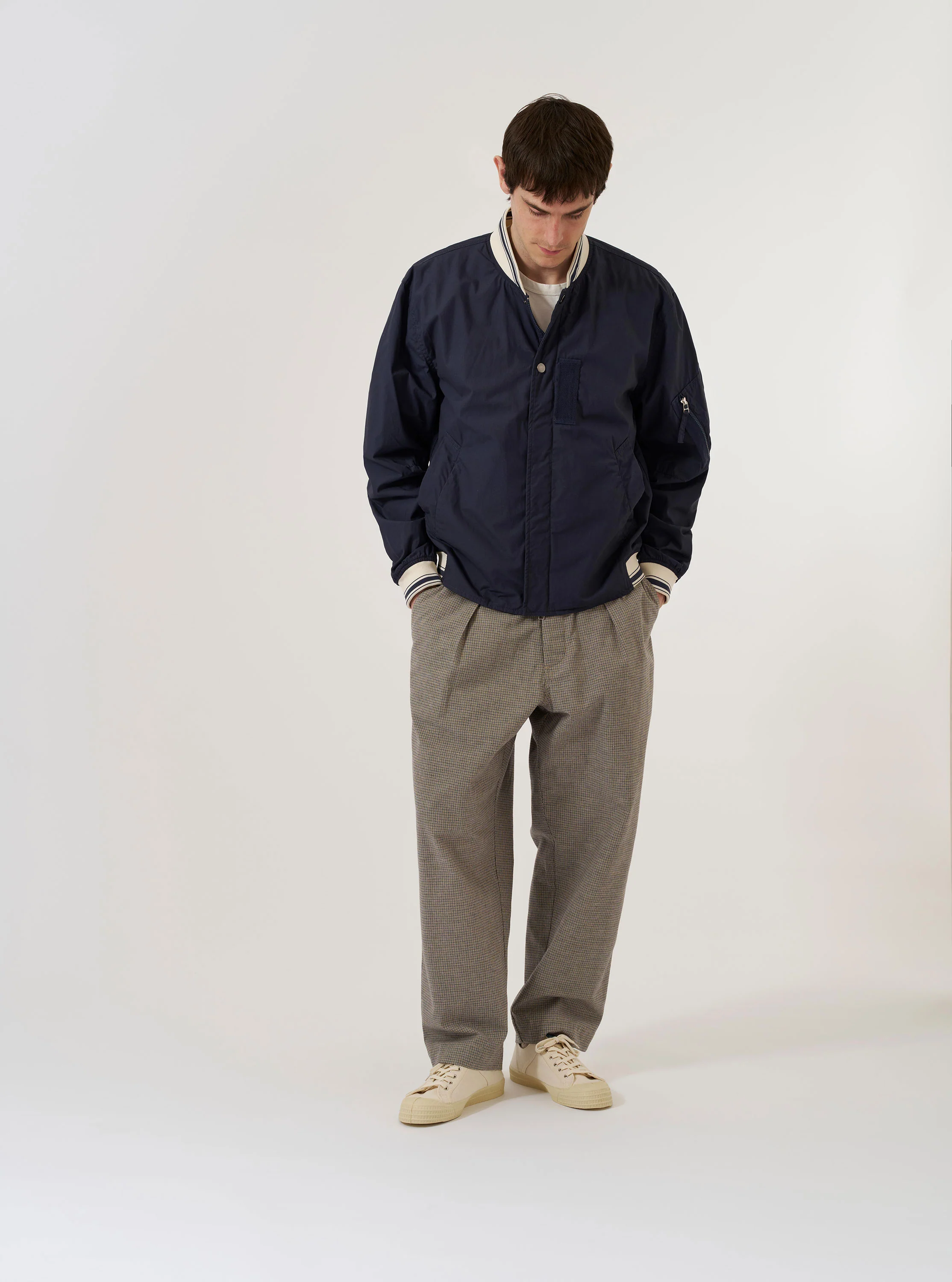Navy Peached Poplin NS Bomber Jacket - Image 9