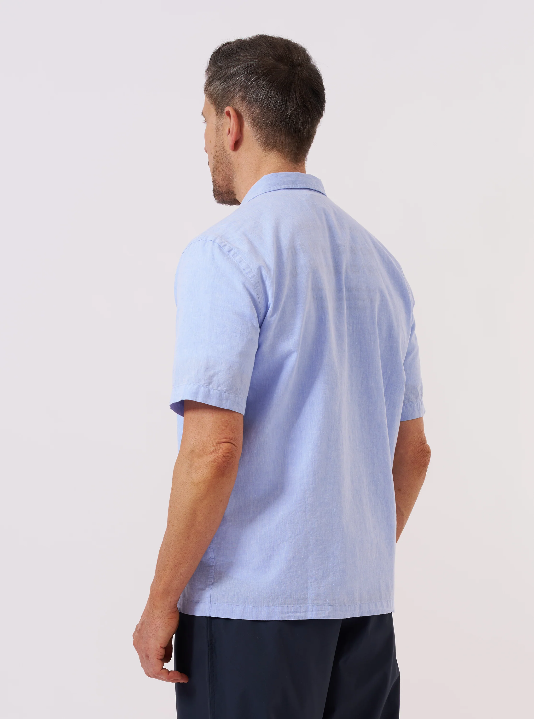 Sky Blue Sido Linen Mix Road Shirt - Image 3