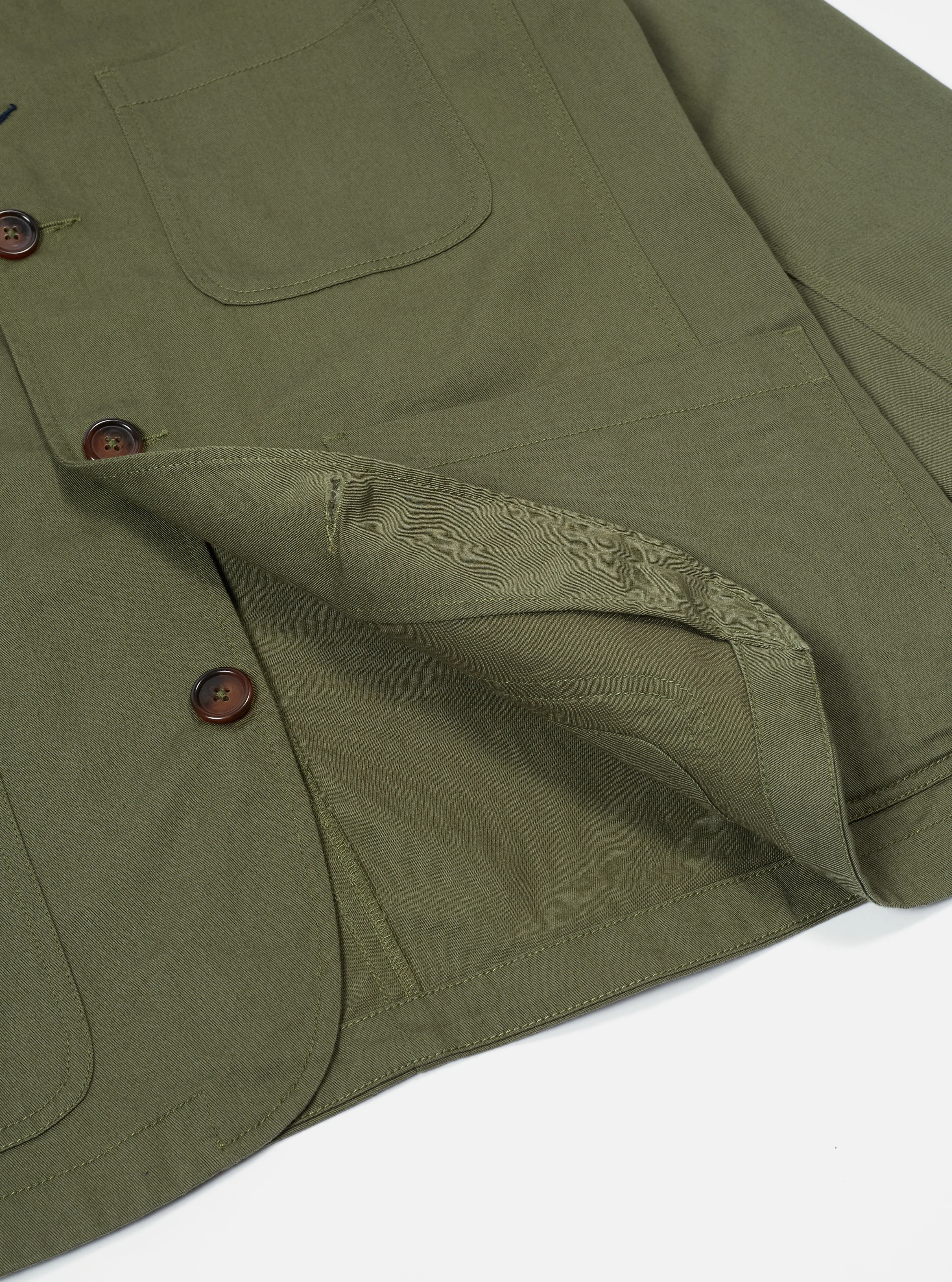 Light Olive Twill Bakers Jacket - Image 7
