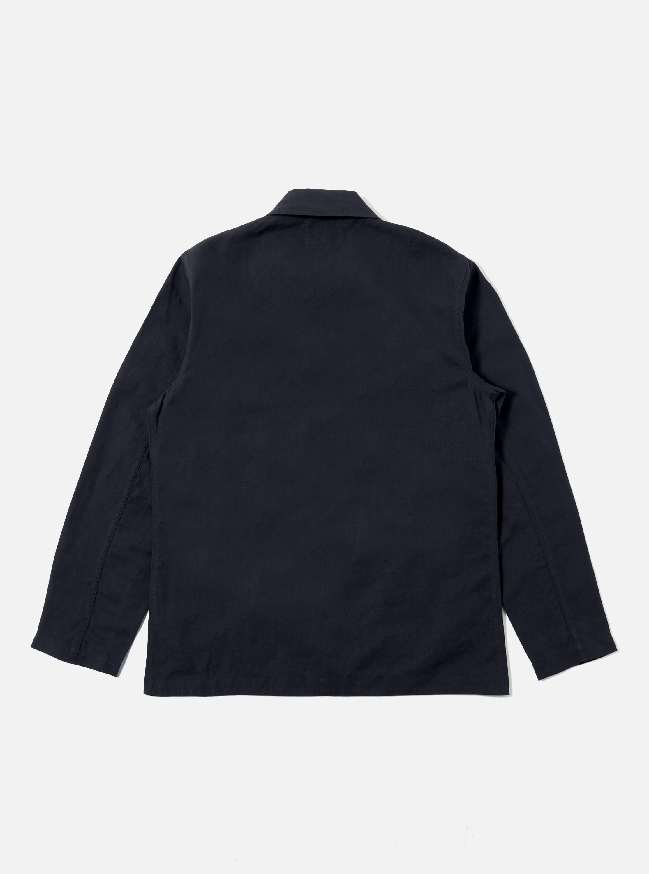 Navy Linen Slub Weave Bakers Jacket - Image 3