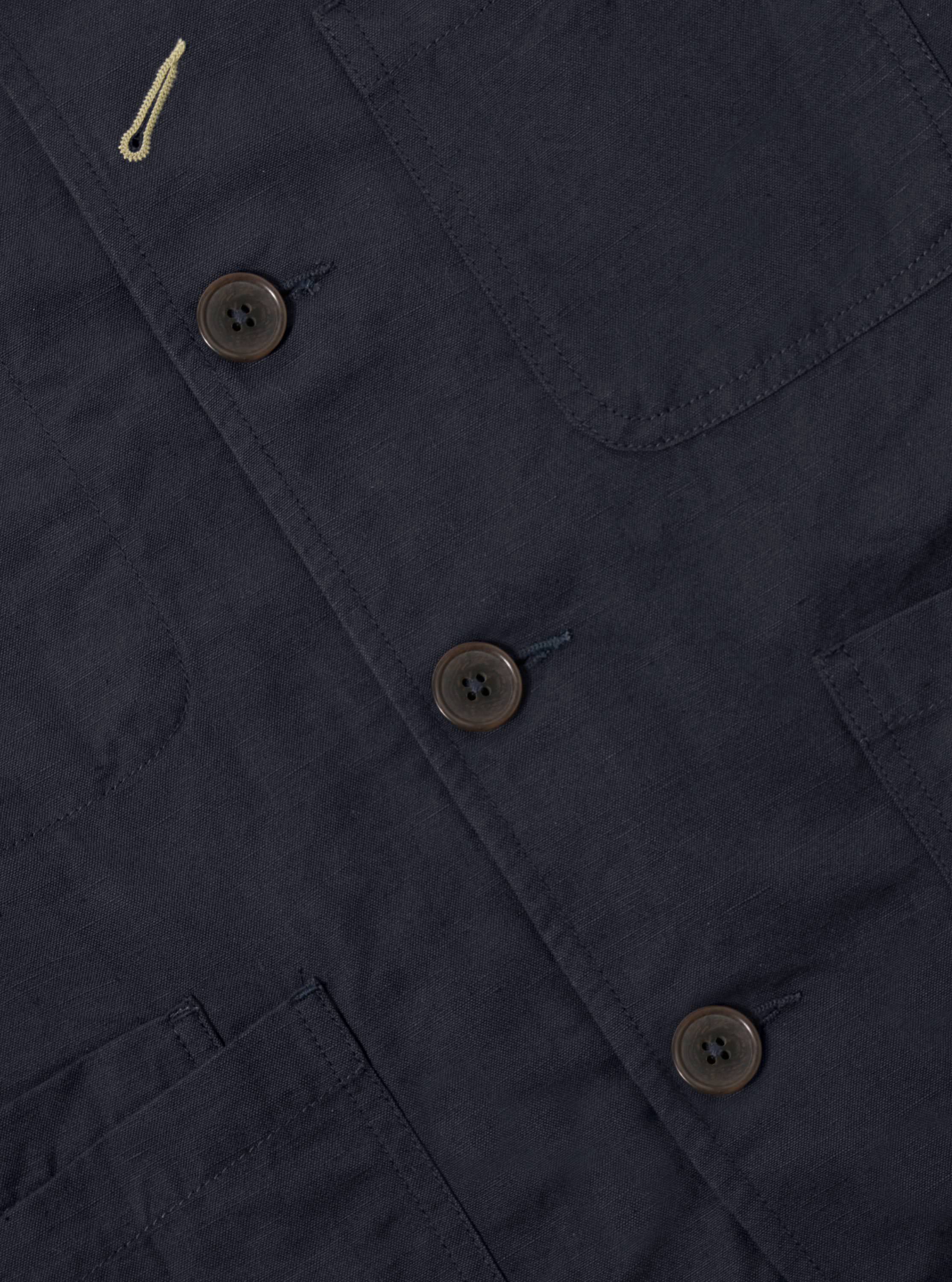 Navy Linen Slub Weave Bakers Jacket - Image 6
