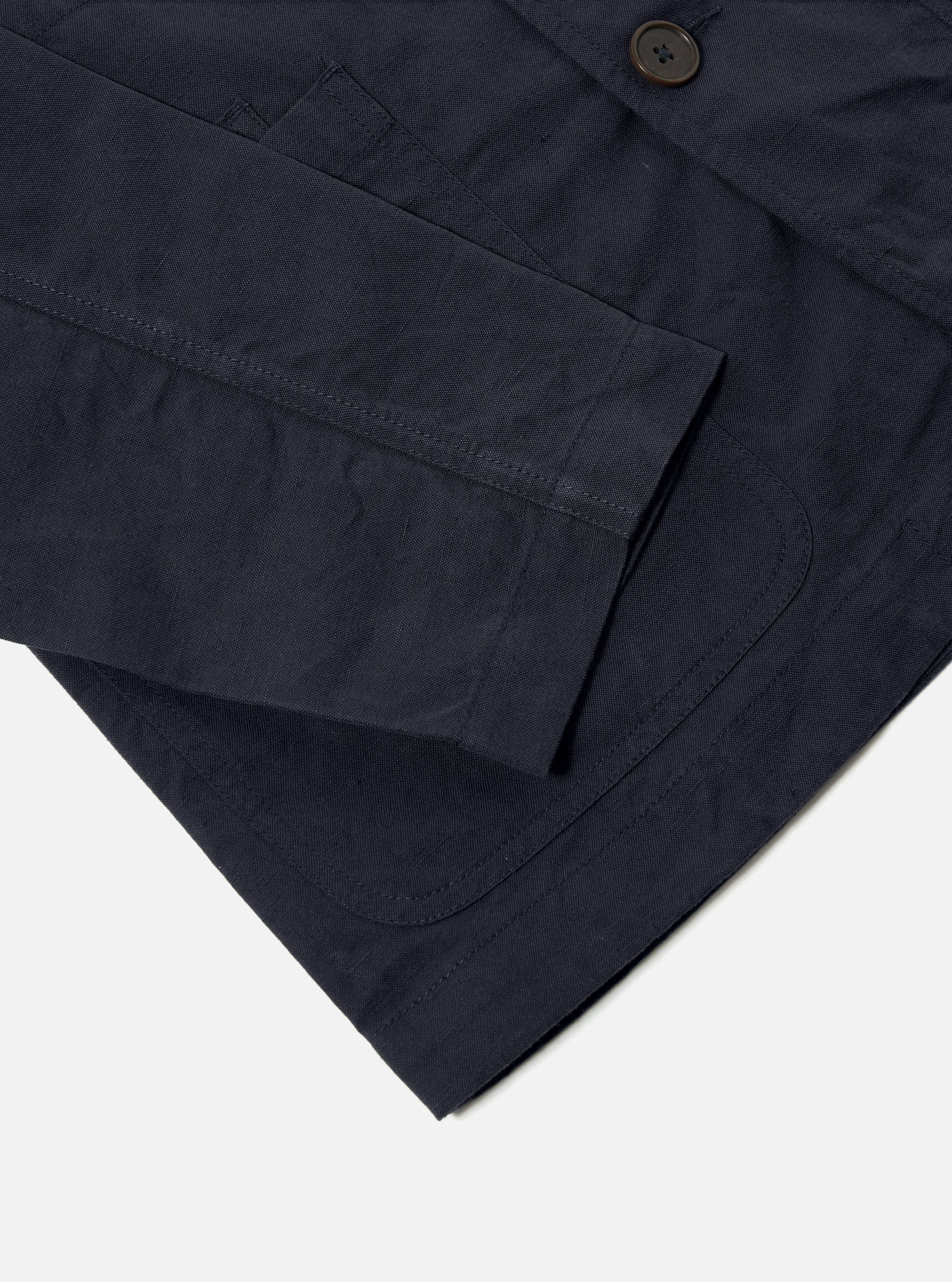 Navy Linen Slub Weave Bakers Jacket - Image 7