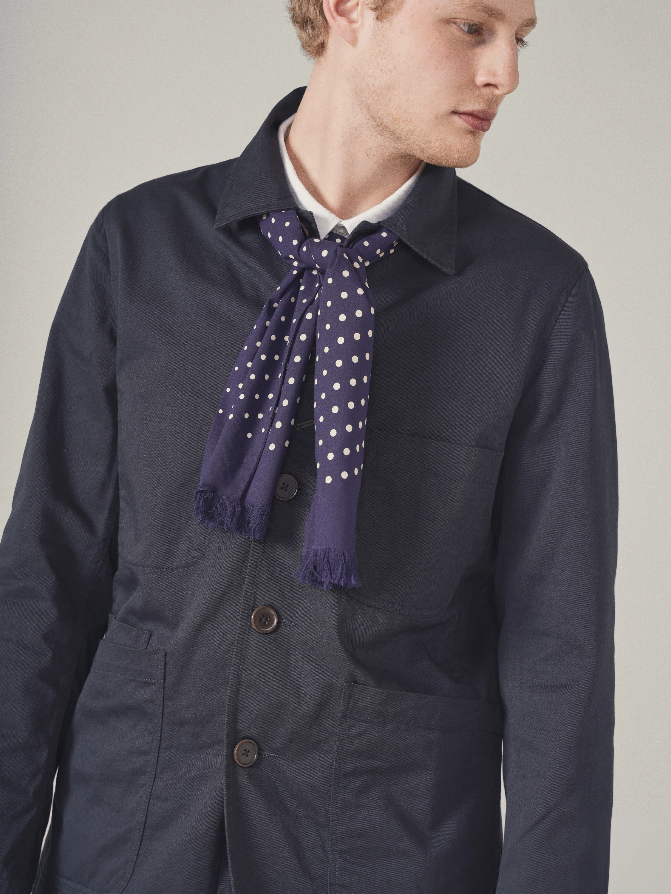 Navy Twill Bakers Jacket - Image 8