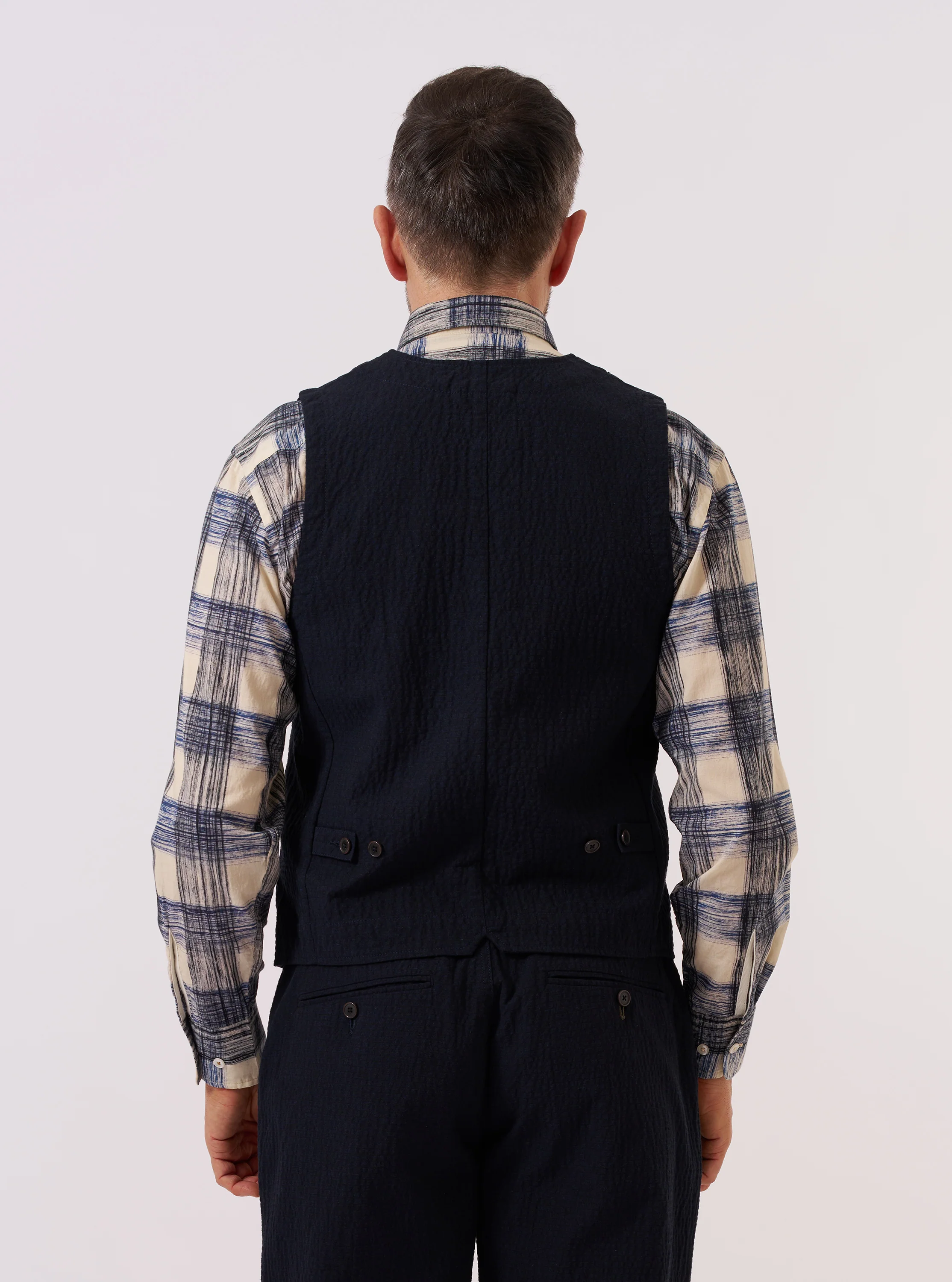 Dark Navy Ospina Cotton Field Waistcoat - Image 3