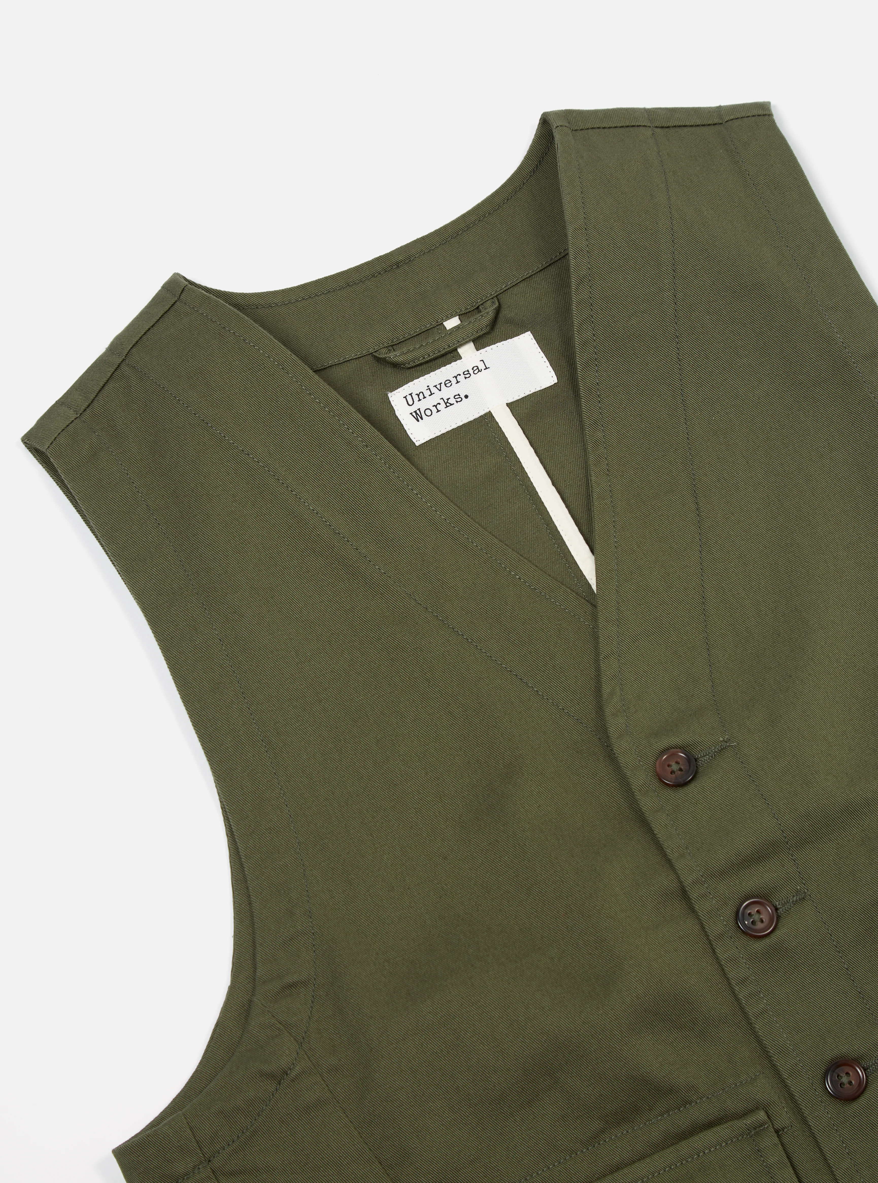 Light Olive Twill Field Waistcoat - Image 4