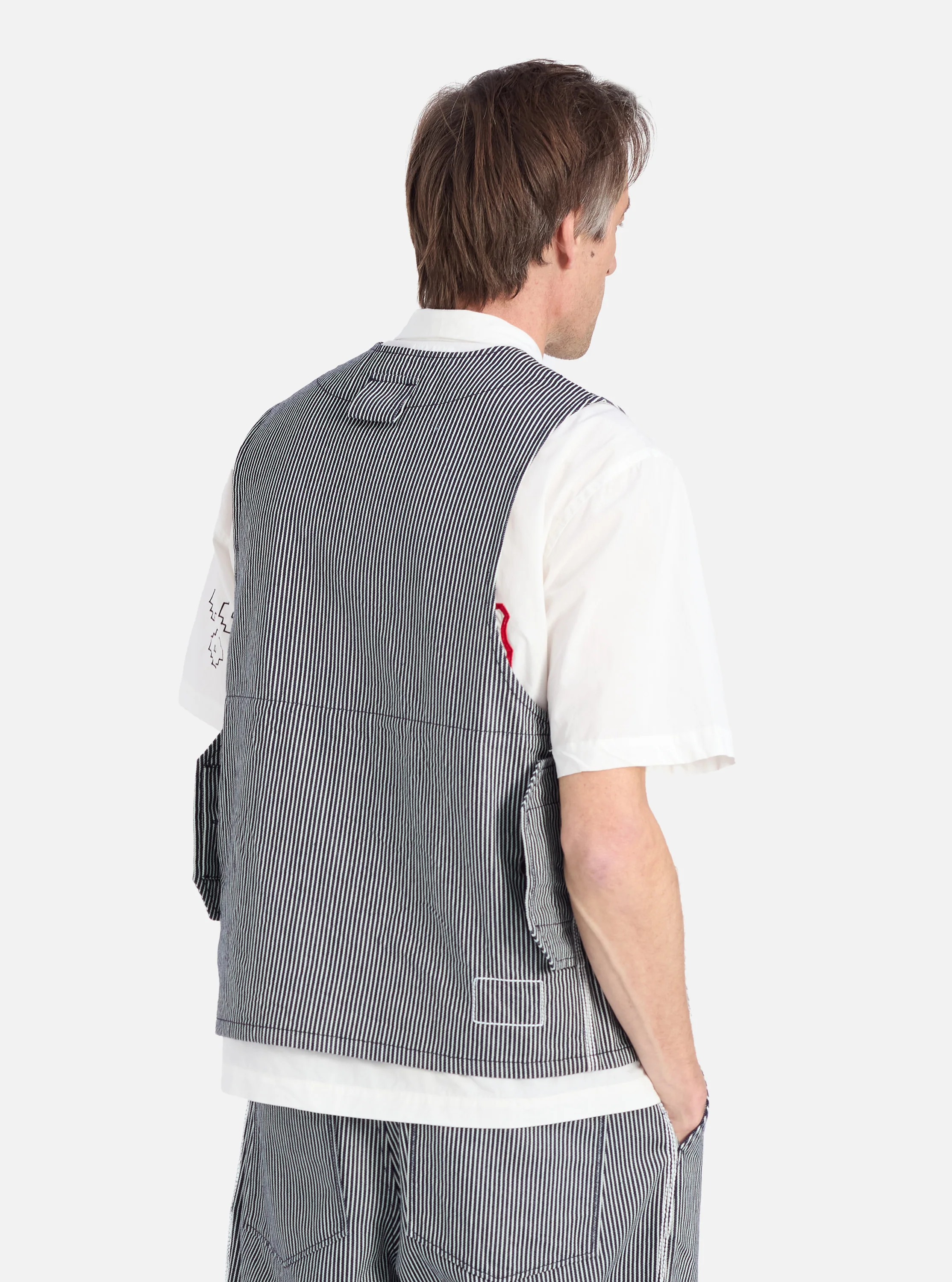 Indigo Hickory Stripe Denim Marine Gilet - Image 3