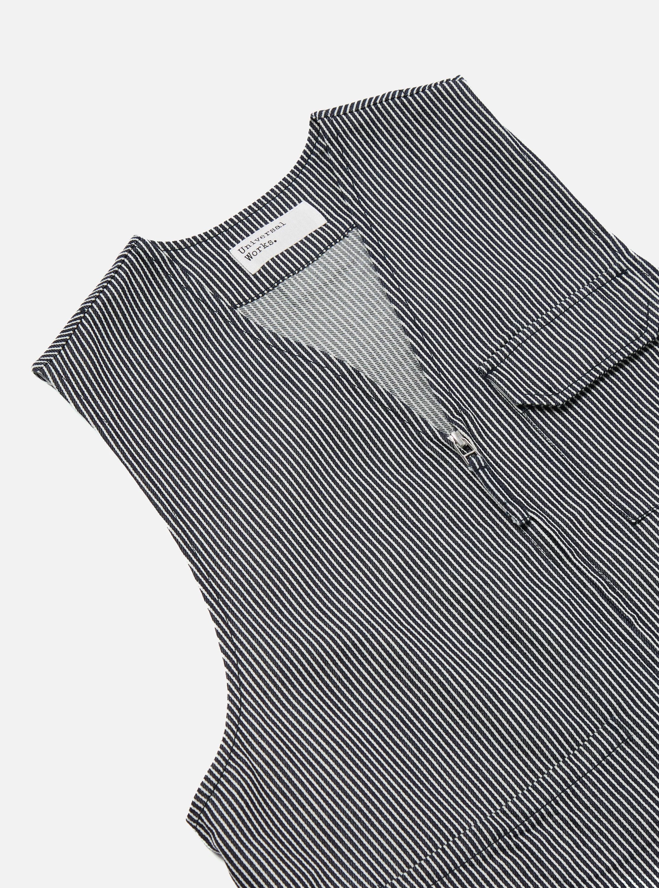 Indigo Hickory Stripe Denim Marine Gilet - Image 5