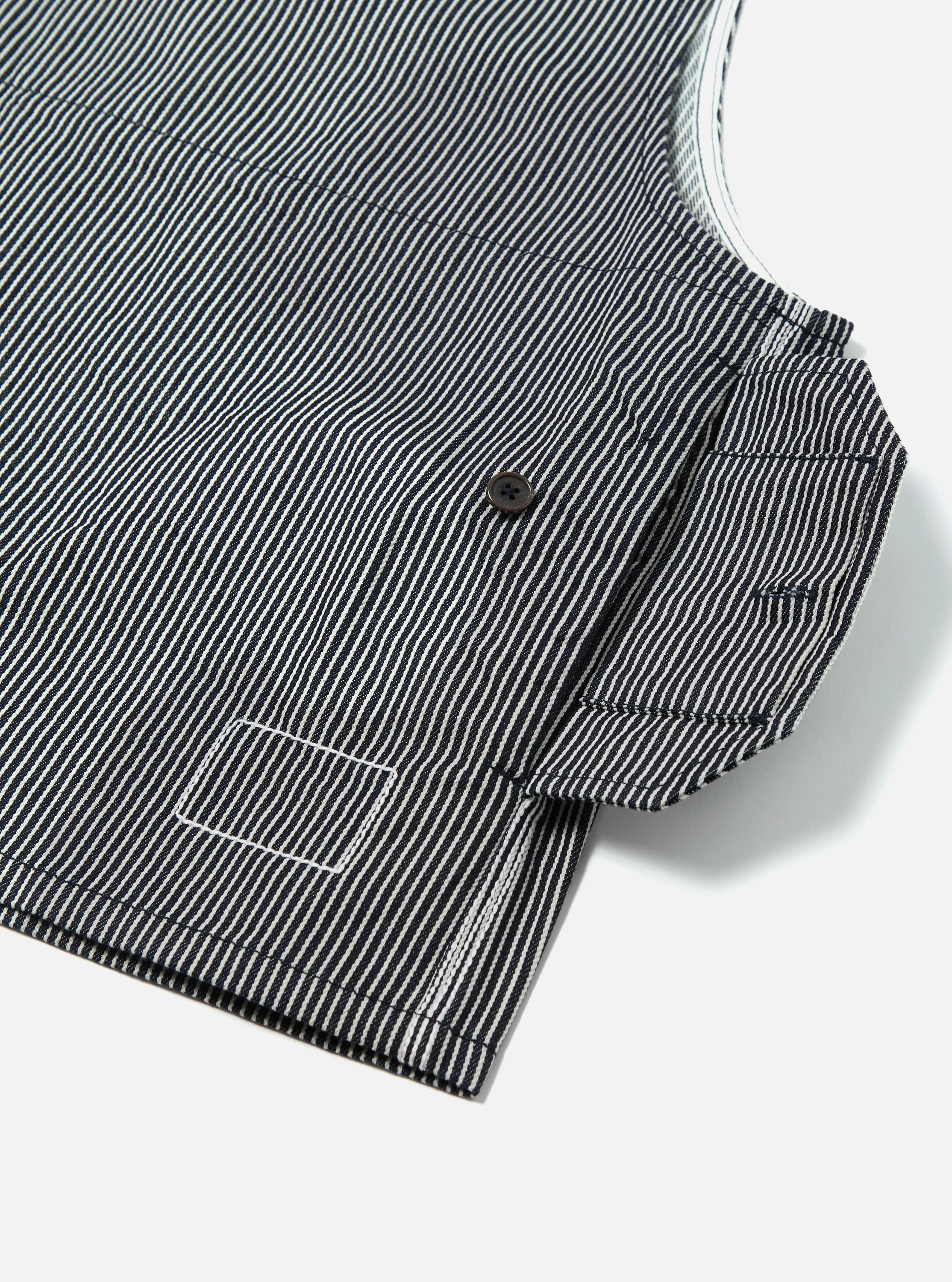 Indigo Hickory Stripe Denim Marine Gilet - Image 8
