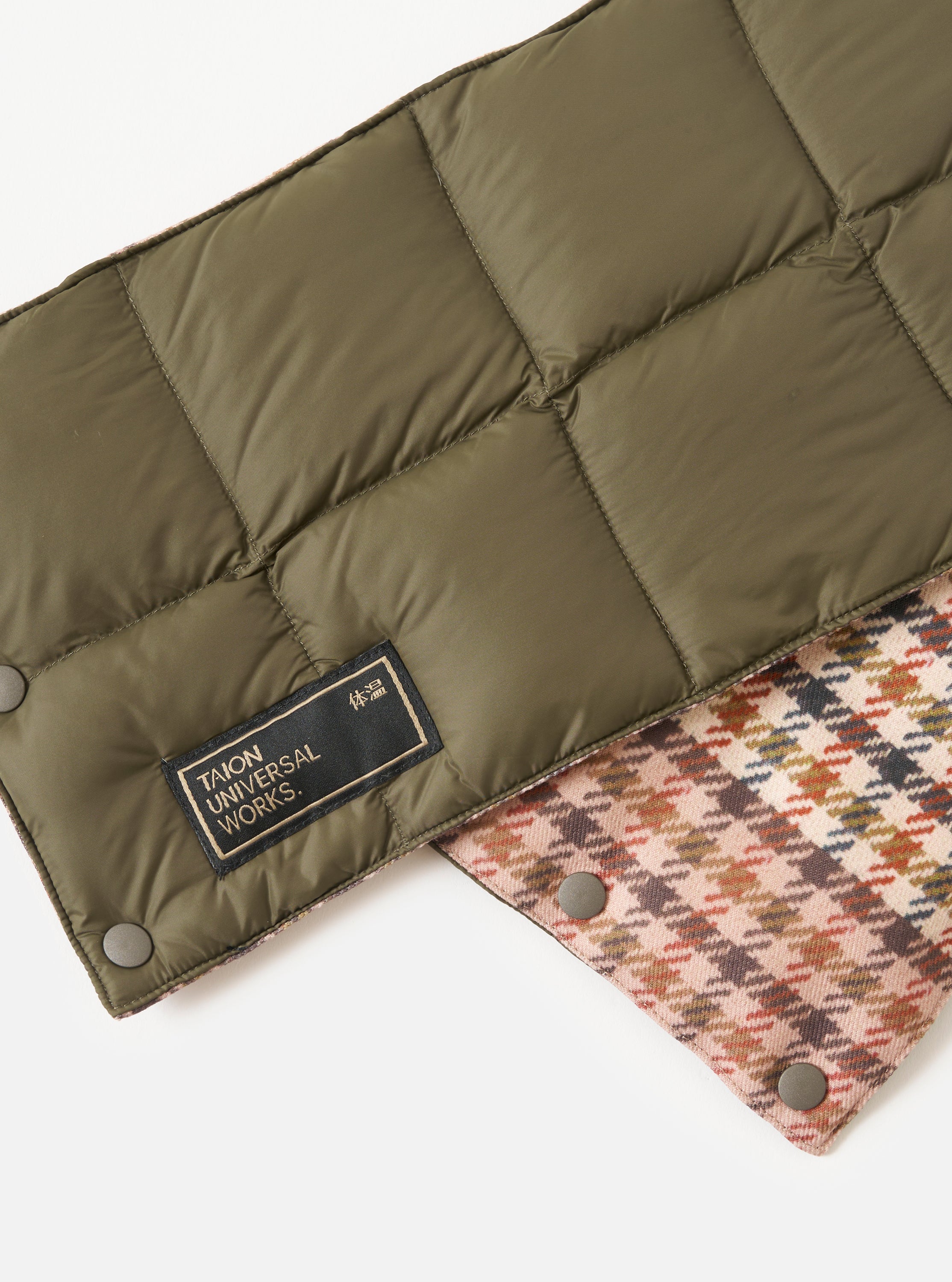TAION x Universal Works Reversible Dark Olive Military Line Neck Warmer - Image 5