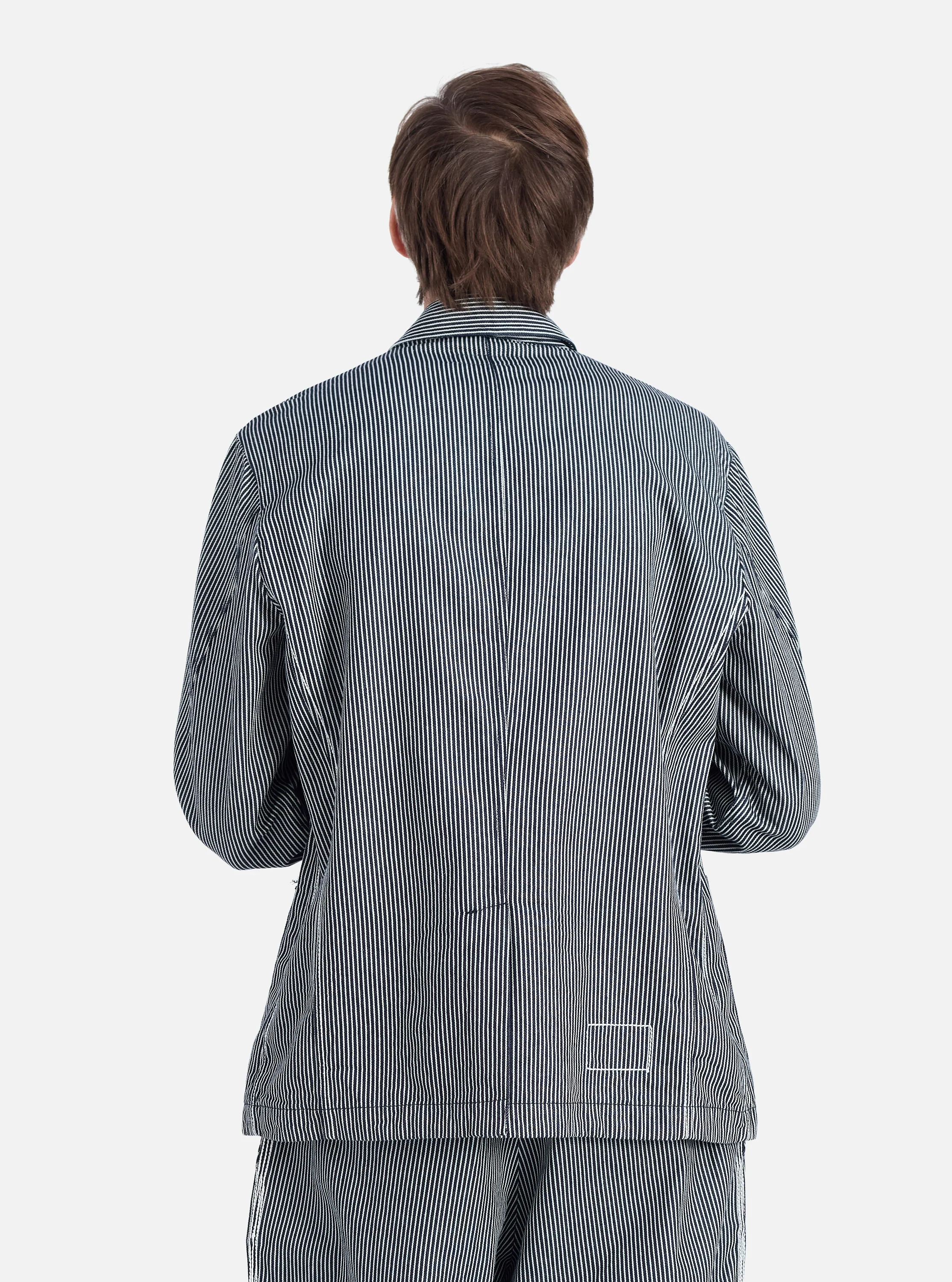 Indigo Hickory Stripe Denim Original Bakers Jacket - Image 3