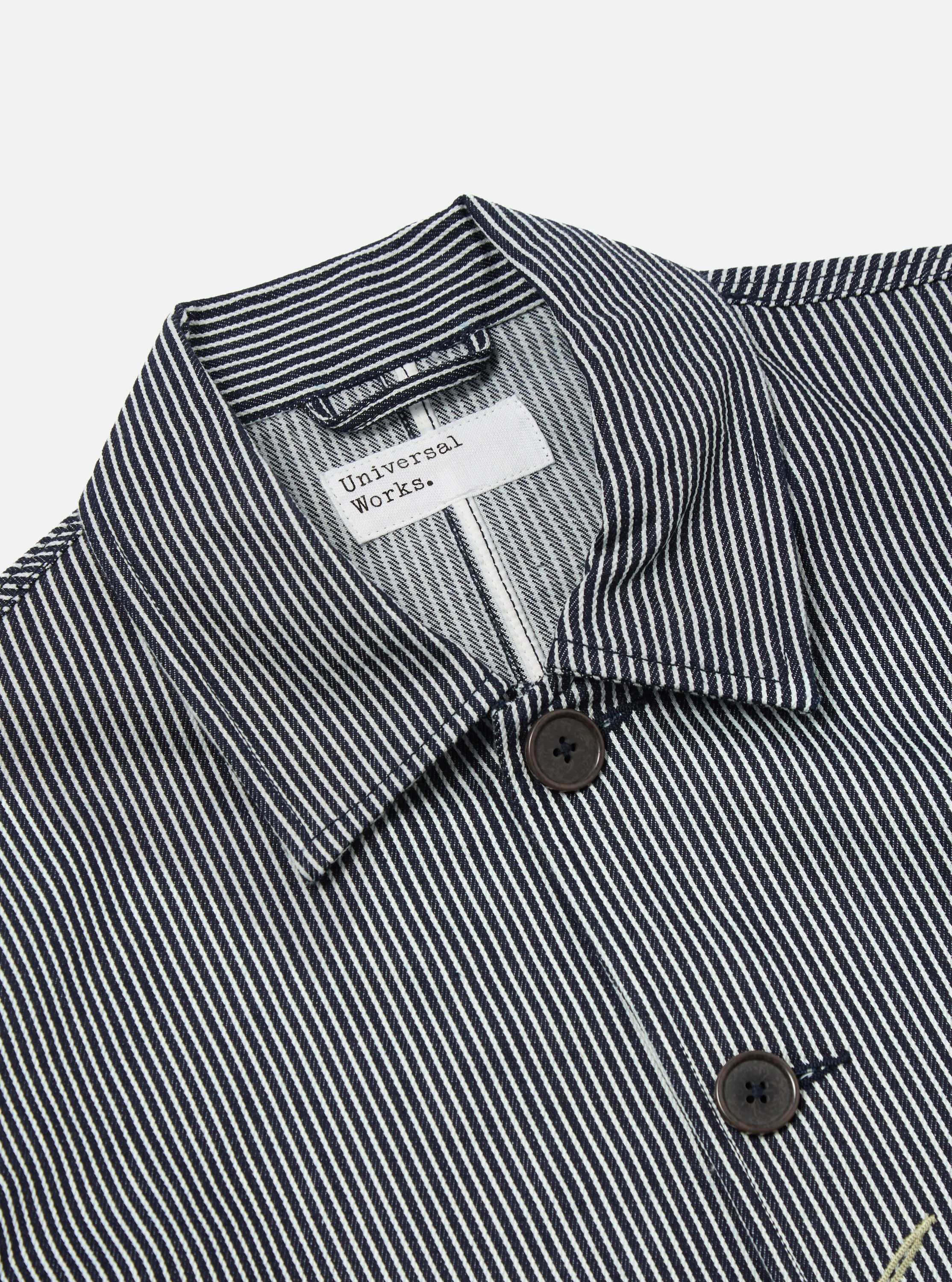 Indigo Hickory Stripe Denim Original Bakers Jacket - Image 5