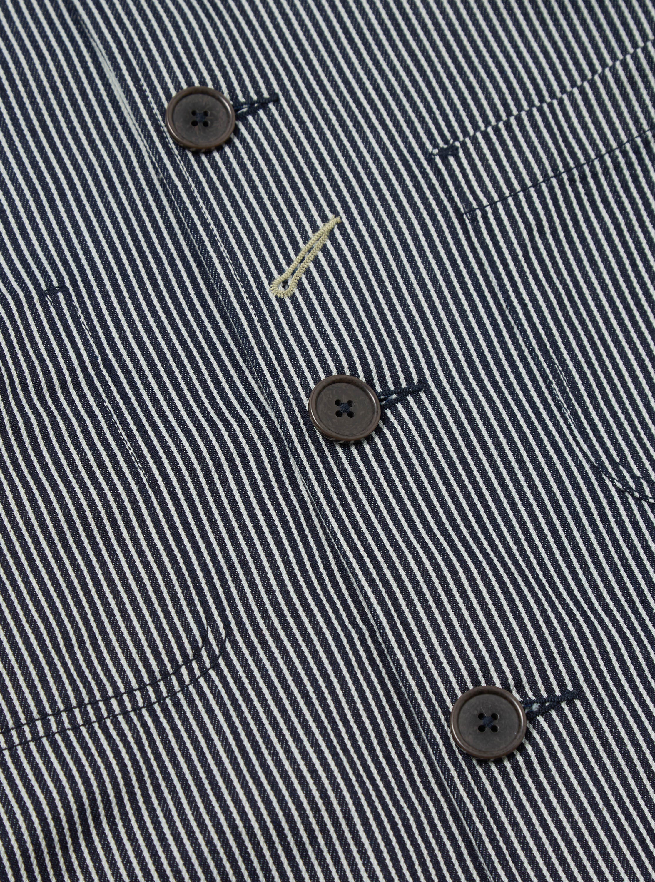 Indigo Hickory Stripe Denim Original Bakers Jacket - Image 6