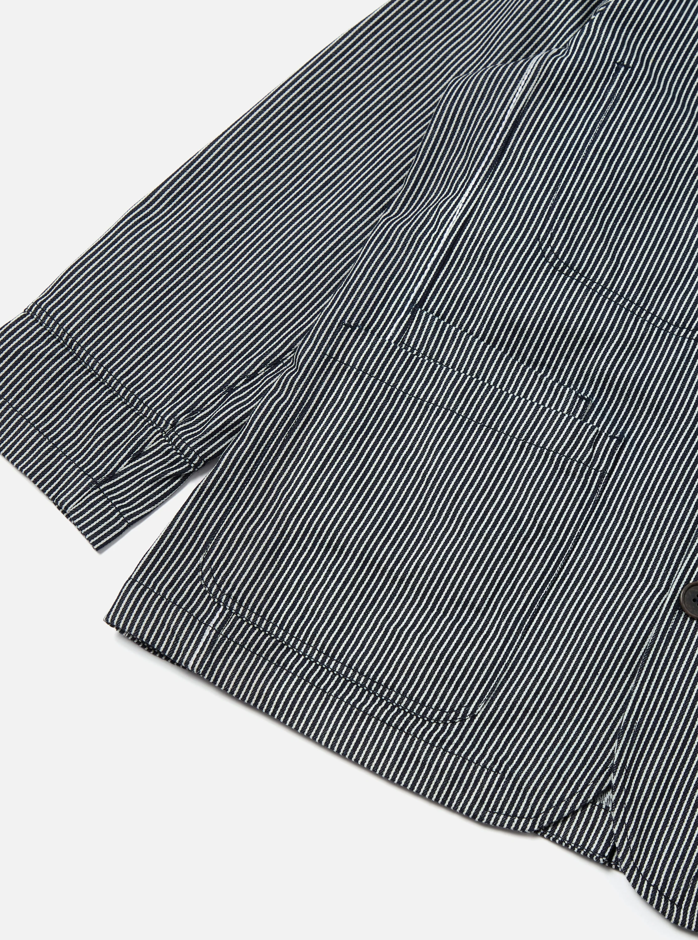 Indigo Hickory Stripe Denim Original Bakers Jacket - Image 7