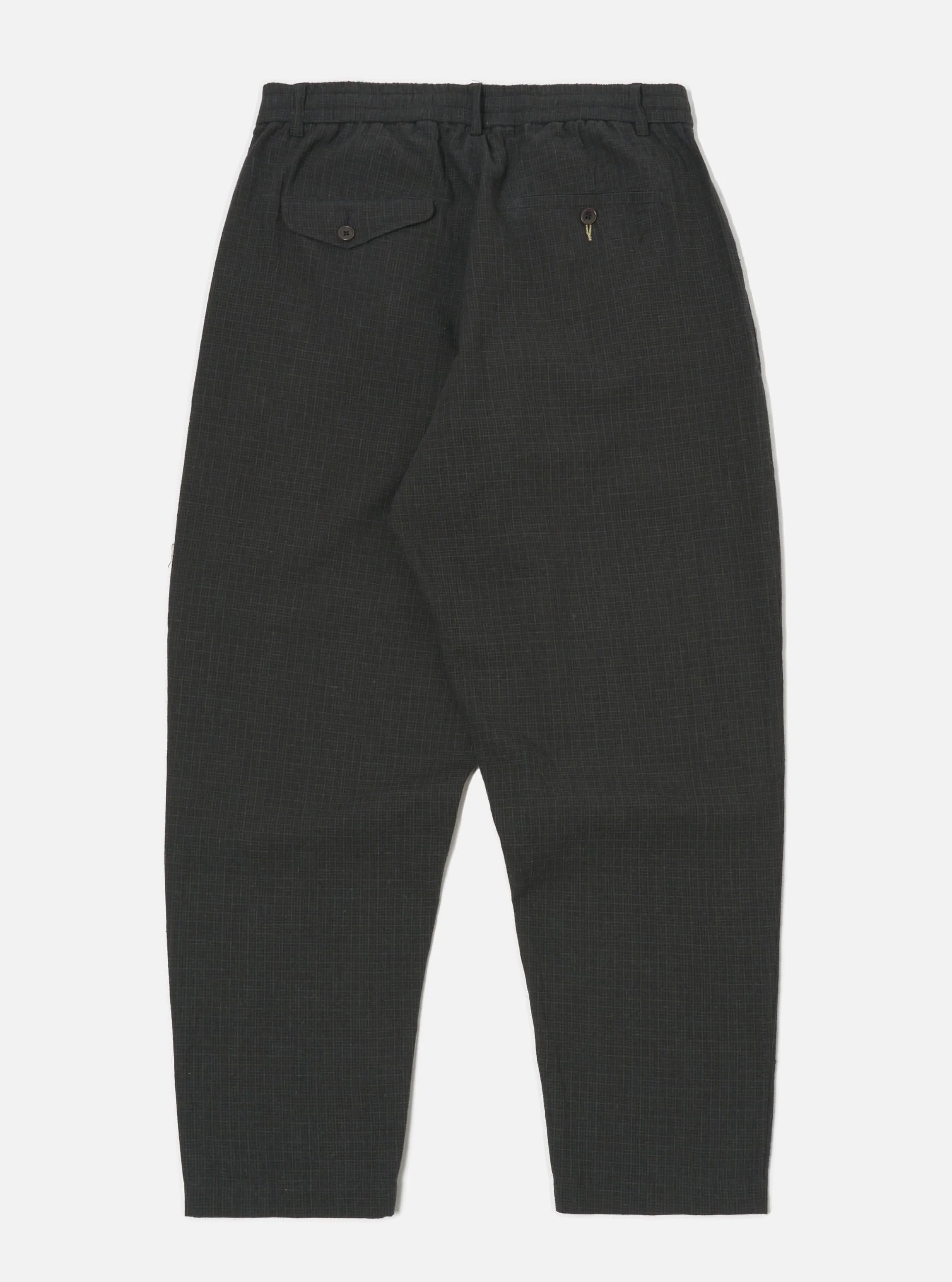 Charcoal Fine Linen Mix Pleated Track Pant - Image 4