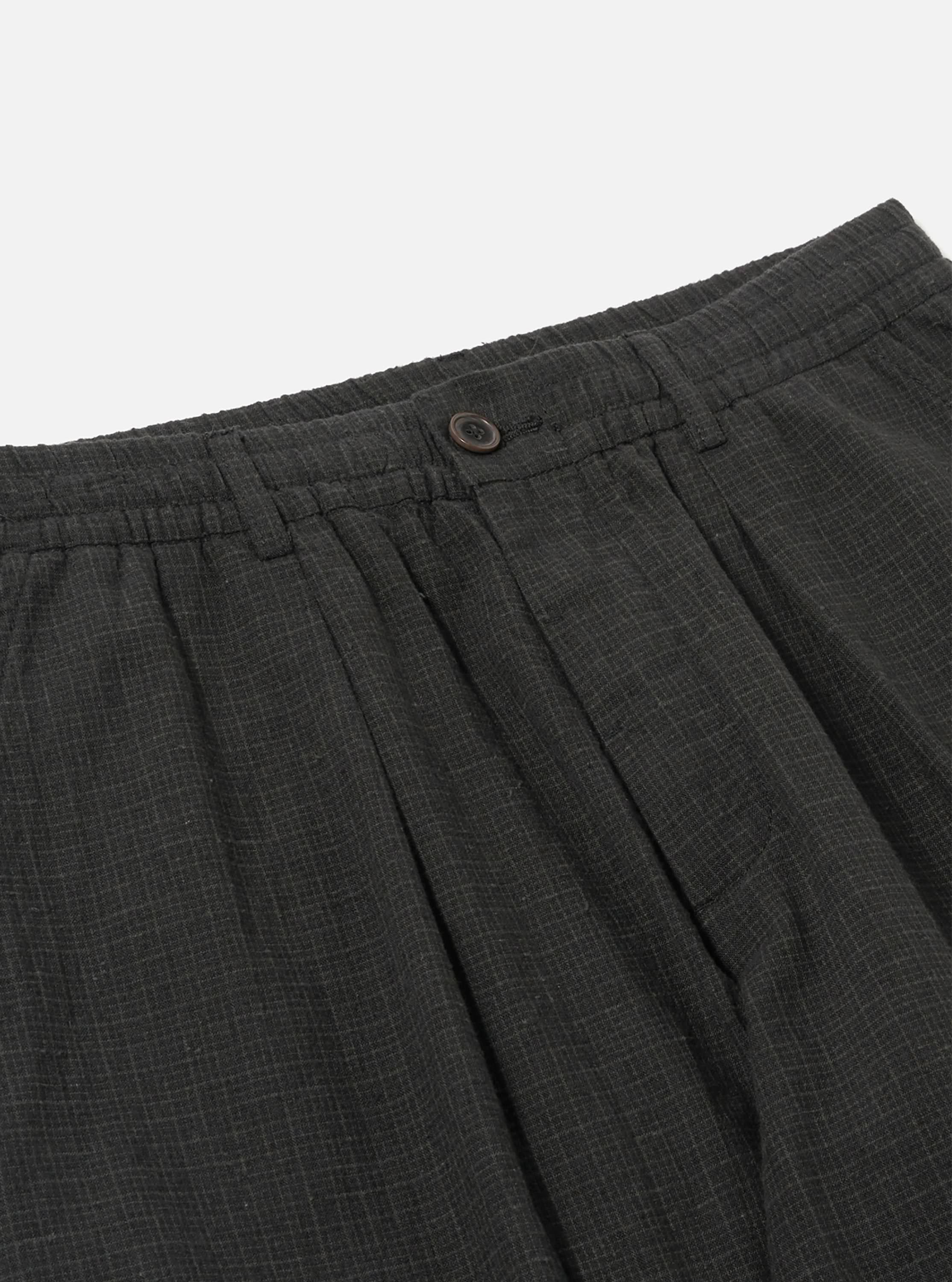 Charcoal Fine Linen Mix Pleated Track Pant - Image 5