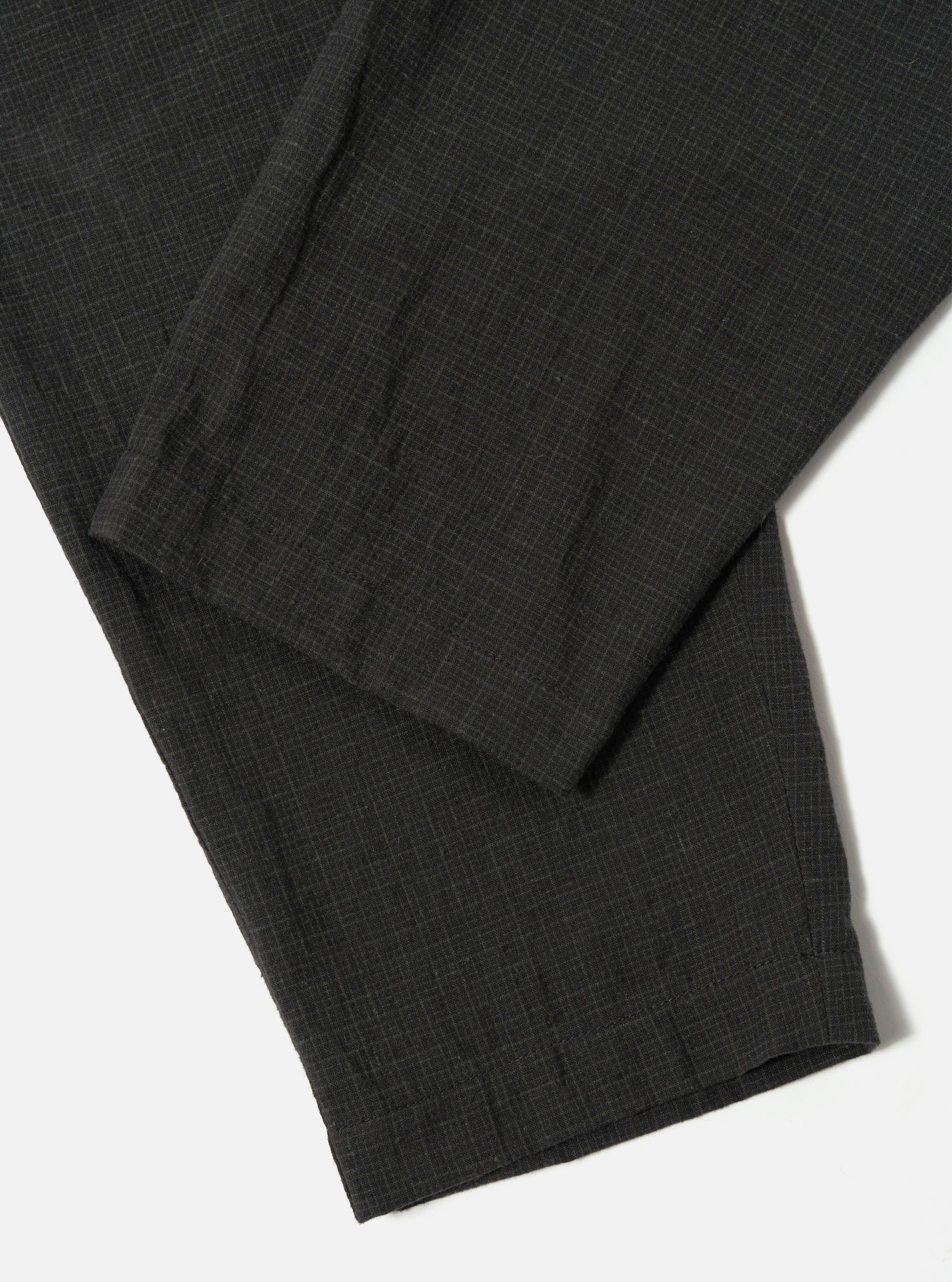 Charcoal Fine Linen Mix Pleated Track Pant - Image 7