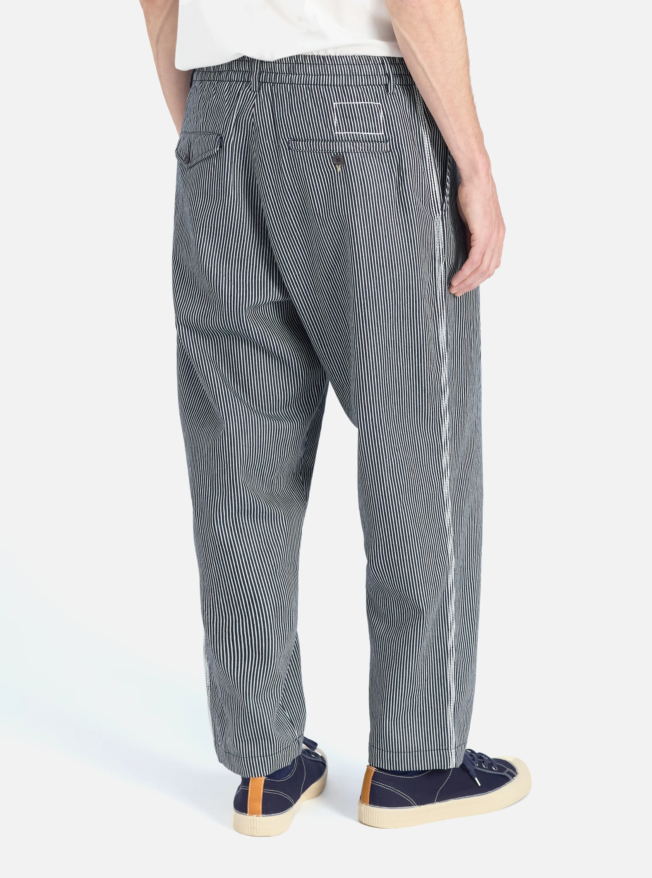 Indigo Hickory Stripe Denim Pleated Track Pant - Image 3