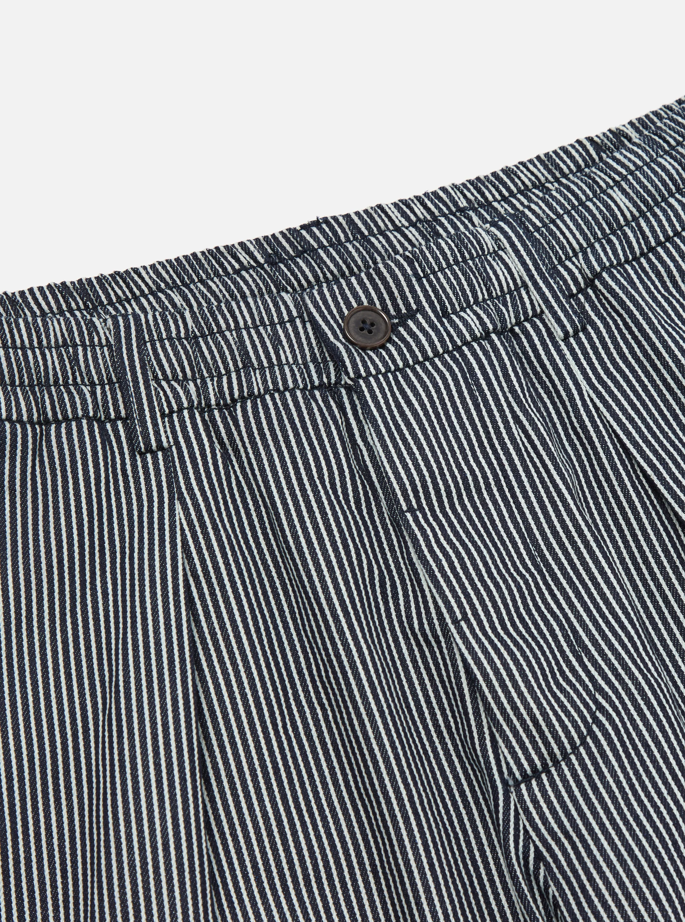 Indigo Hickory Stripe Denim Pleated Track Pant - Image 5