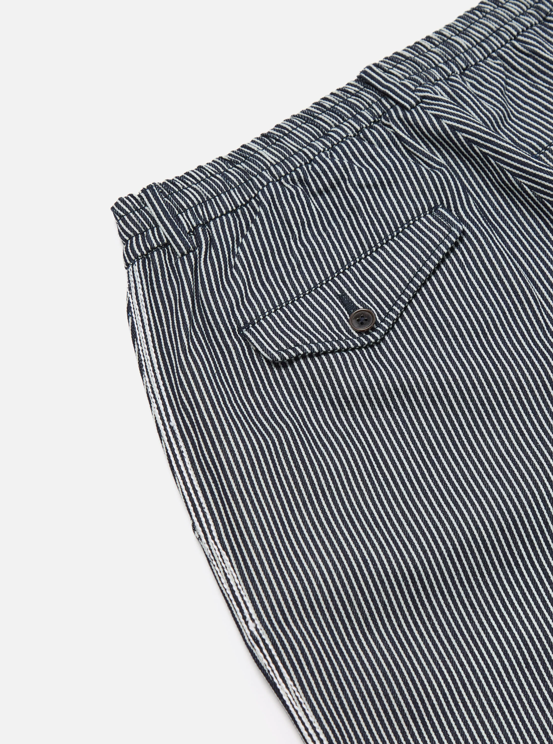 Indigo Hickory Stripe Denim Pleated Track Pant - Image 6