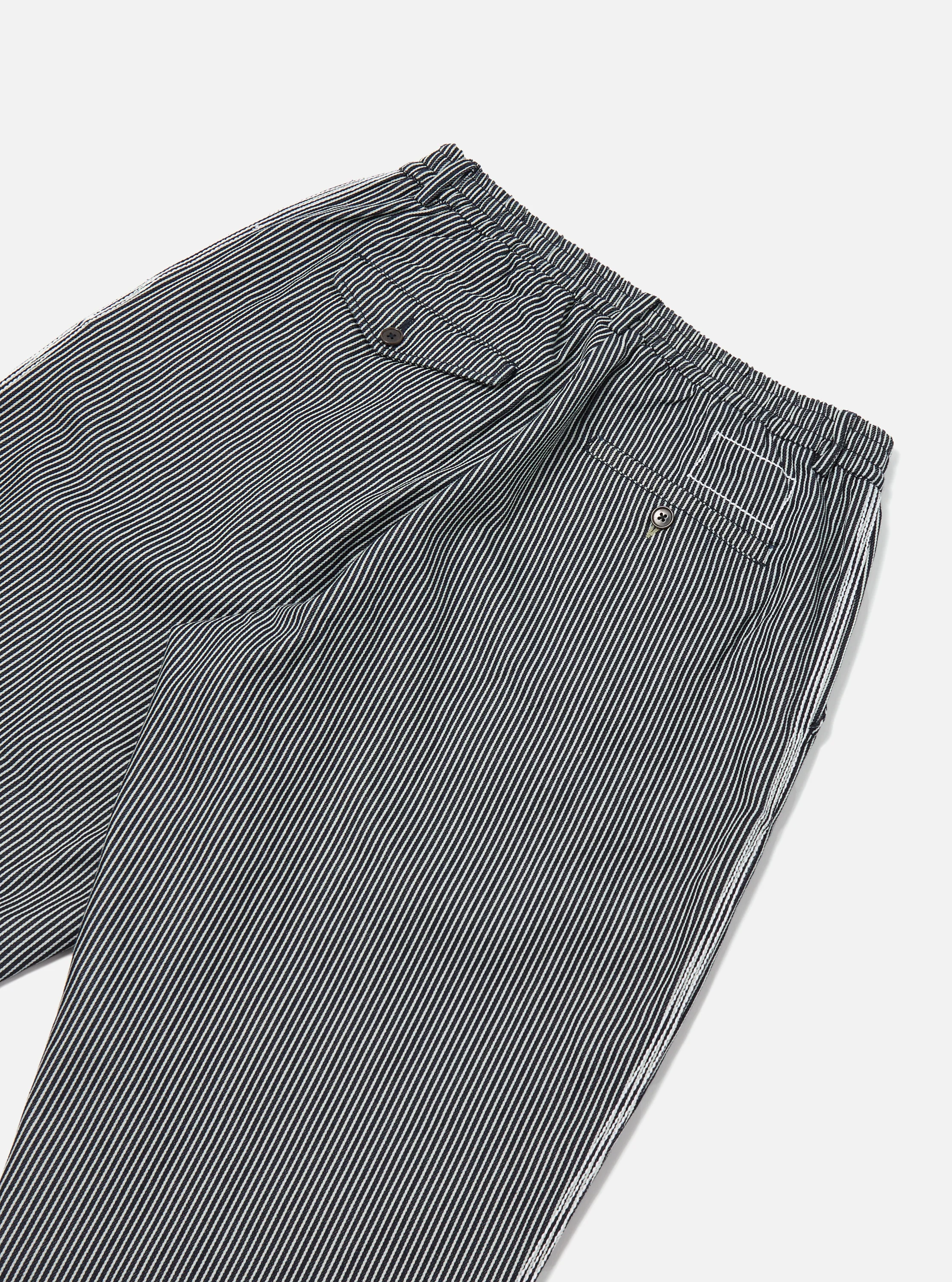 Indigo Hickory Stripe Denim Pleated Track Pant - Image 7