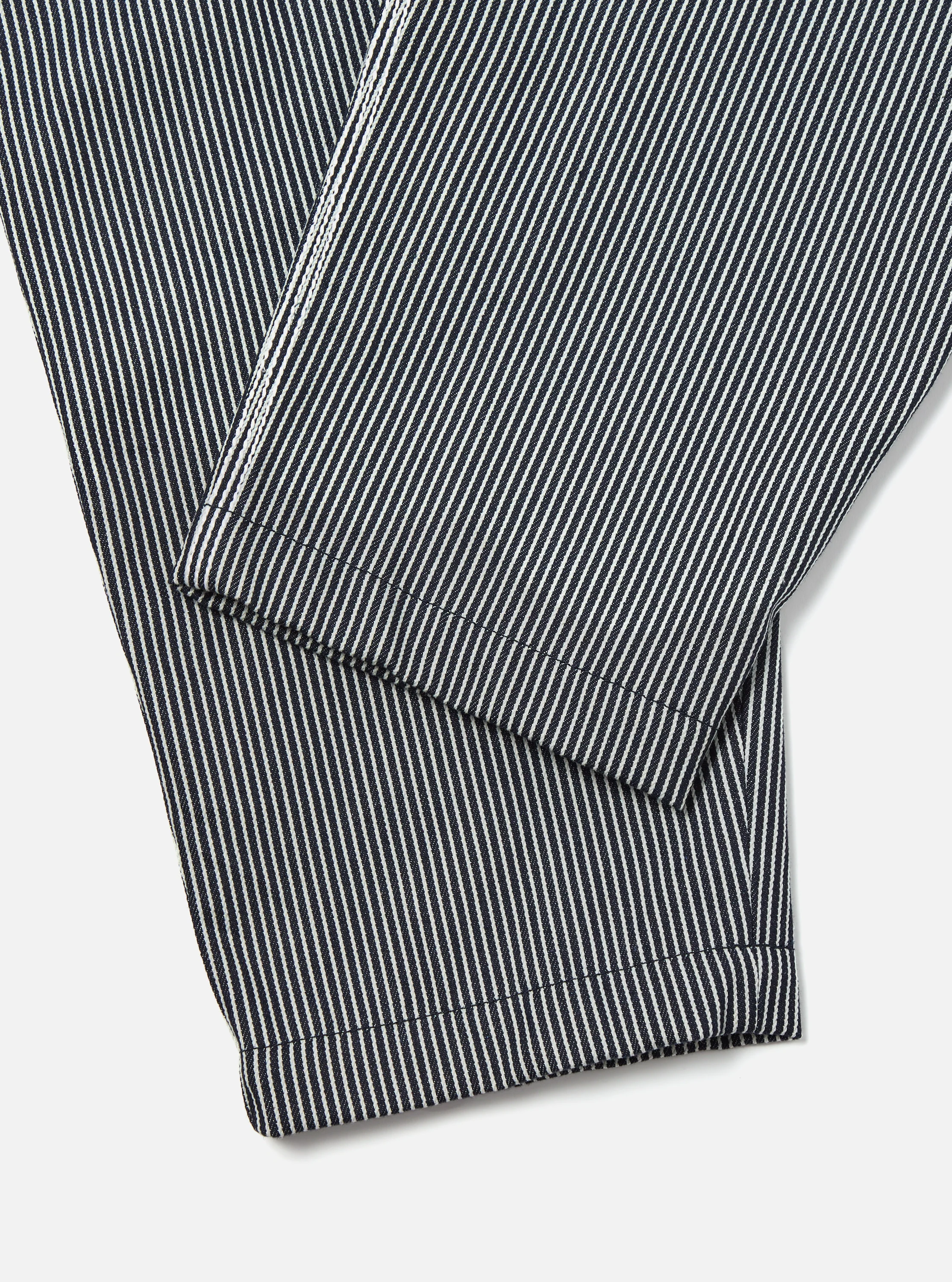 Indigo Hickory Stripe Denim Pleated Track Pant - Image 8