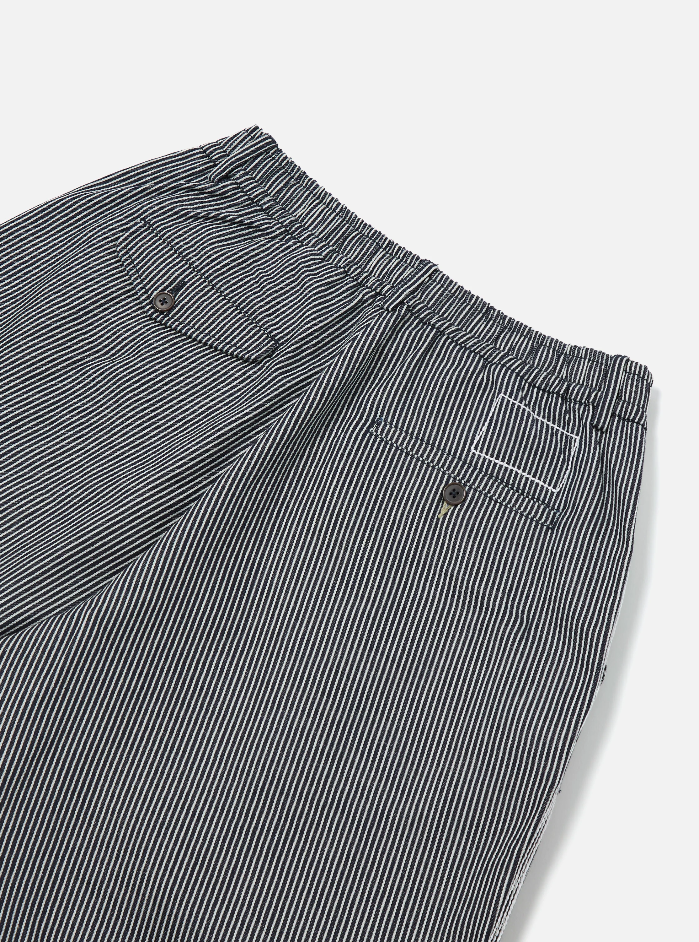 Indigo Hickory Stripe Denim Pleated Track Short - Image 7